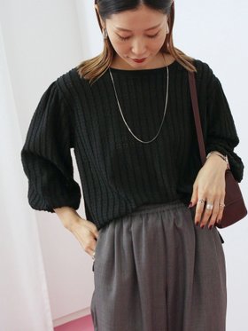 【サマンサモスモス/Samansa Mos2】のジャカードボリュームスリーブプルオーバー 人気、トレンドファッション・服の通販 founy(ファニー) ファッション Fashion レディースファッション Fashion for Women トップス・カットソー Cut & Sew Tops カジュアルプルオーバー・ニットトップス Pullovers & Knit Tops / Casual Pullovers ボリューム袖・フリルスリーブブラウス Voluminous & Ruffle Sleeves / Puffy Sleeve Tops シンプル Simple, Minimal ジャカード／ジャガード Jacquard, Woven Pattern スリーブ Sleeve, Long Sleeve / Short Sleeve デニム Denim, Jeans Material |ID:prp329100004741295