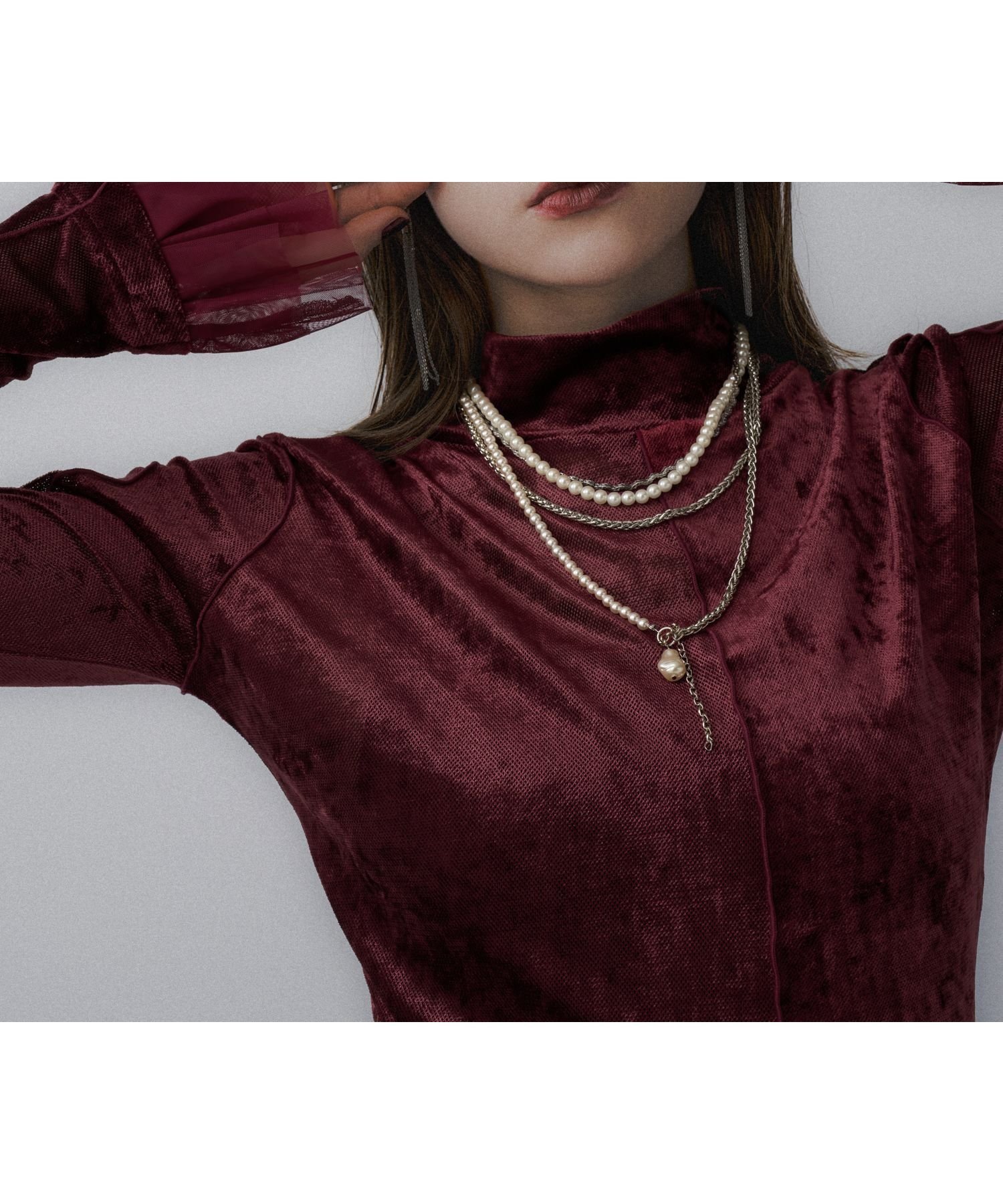 【ハレ/HARE】のシアーベロアハイネックトップス インテリア・キッズ・メンズ・レディースファッション・服の通販 founy(ファニー) 　ファッション　Fashion　レディースファッション　Fashion for Women　トップス・カットソー　Cut & Sew Tops　ベロアトップス　Velour Tops / Velvet-Look Items　おすすめ　Recommended / Our Picks　ウェーブ　Wavy Pattern　カーディガン　Cardigan, Knitwear　シアー　Sheer, See-Through　ショート　Short, Short Length　シンプル　Simple, Minimal　ジャケット　Jacket, Outerwear　ストレート　Straight, Straight Cut　チュール　Tulip, Tulip Motif　ハイネック　High Neck, Mock Neck　フリル　Frill, Ruffle　ベロア　Velour, Soft Velvet　ロング　Long, Long-Length　ワイド　Wide, Wide Fit　冬　Winter / This Winter　ボルドー38|ID: prp329100004741300 ipo3291000000034733013