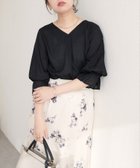 【ナチュラルクチュール/natural couture】の【WEB限定】麻レーヨンタック袖ブラウス ブラック|ID: prp329100004741341 ipo3291000000034258782
