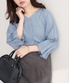 【ナチュラルクチュール/natural couture】の【WEB限定】麻レーヨンタック袖ブラウス サックスブルー|ID: prp329100004741341 ipo3291000000034258785
