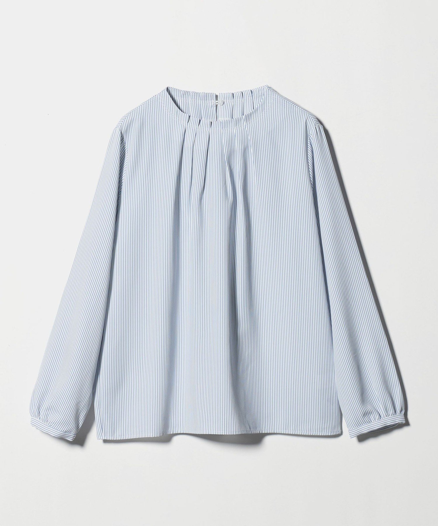 【ユナイテッドアローズ/UNITED ARROWS】のジョーゼット タックブラウス 9分袖 A DAY IN THE LIFE インテリア・キッズ・メンズ・レディースファッション・服の通販 founy(ファニー) 　ファッション　Fashion　レディースファッション　Fashion for Women　トップス・カットソー　Cut & Sew Tops　シャツ・ブラウス・オフィスカジュアル　Elegant Blouses & Button-Ups　インナー　Innerwear　オケージョン　Occasion Wear　ジャケット　Jacket, Outerwear　ジョーゼット　Georgette, Semi-Sheer Fabric　ストライプ　Stripe, Striped Pattern　トレンド　Trend, Trending Now　バランス　Balance, Style Balance　アウトレット　Outlet / Clearance　おすすめ　Recommended / Our Picks　ビジネス 仕事 通勤　Business / Work / Commuting　LT.BLUE|ID: prp329100004741358 ipo3291000000034721875