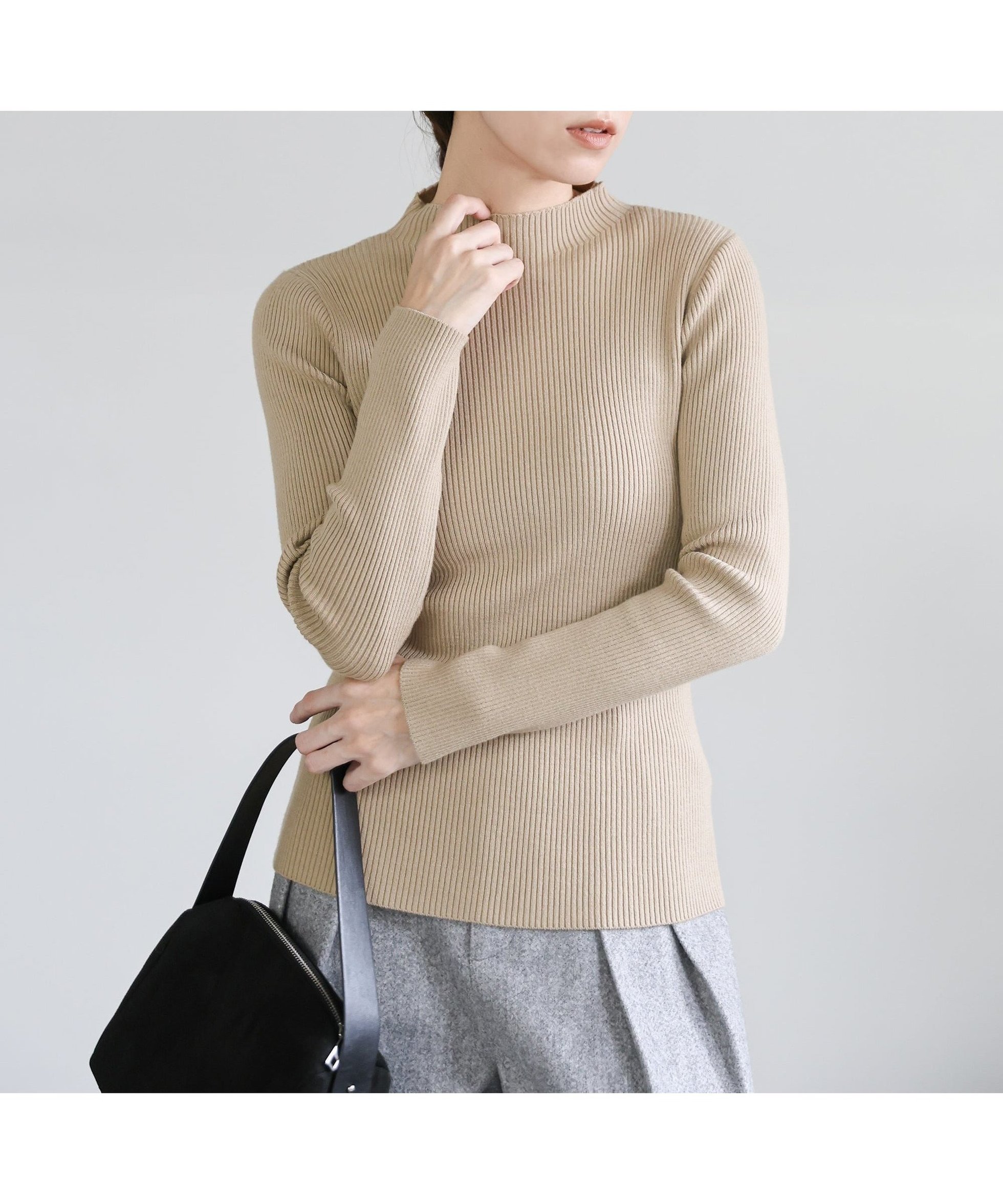 【セレクトモカ/SELECT MOCA】の【12色展開】プチハイネックリブニット インテリア・キッズ・メンズ・レディースファッション・服の通販 founy(ファニー) 　ファッション　Fashion　レディースファッション　Fashion for Women　トップス・カットソー　Cut & Sew Tops　ニット　Knit Tops & Sweaters　おすすめ　Recommended / Our Picks　インナー　Innerwear　コンパクト　Compact, Small Size　スタンダード　Standard, Basic　フィット　Fit, Slim Fit　ベーシック　Basic, Essential　リブニット　Rib Knit, Ribbed Knit　A/W・秋冬　Autumn/Winter　グレイッシュベージュ-07|ID: prp329100004741440 ipo3291000000035021505