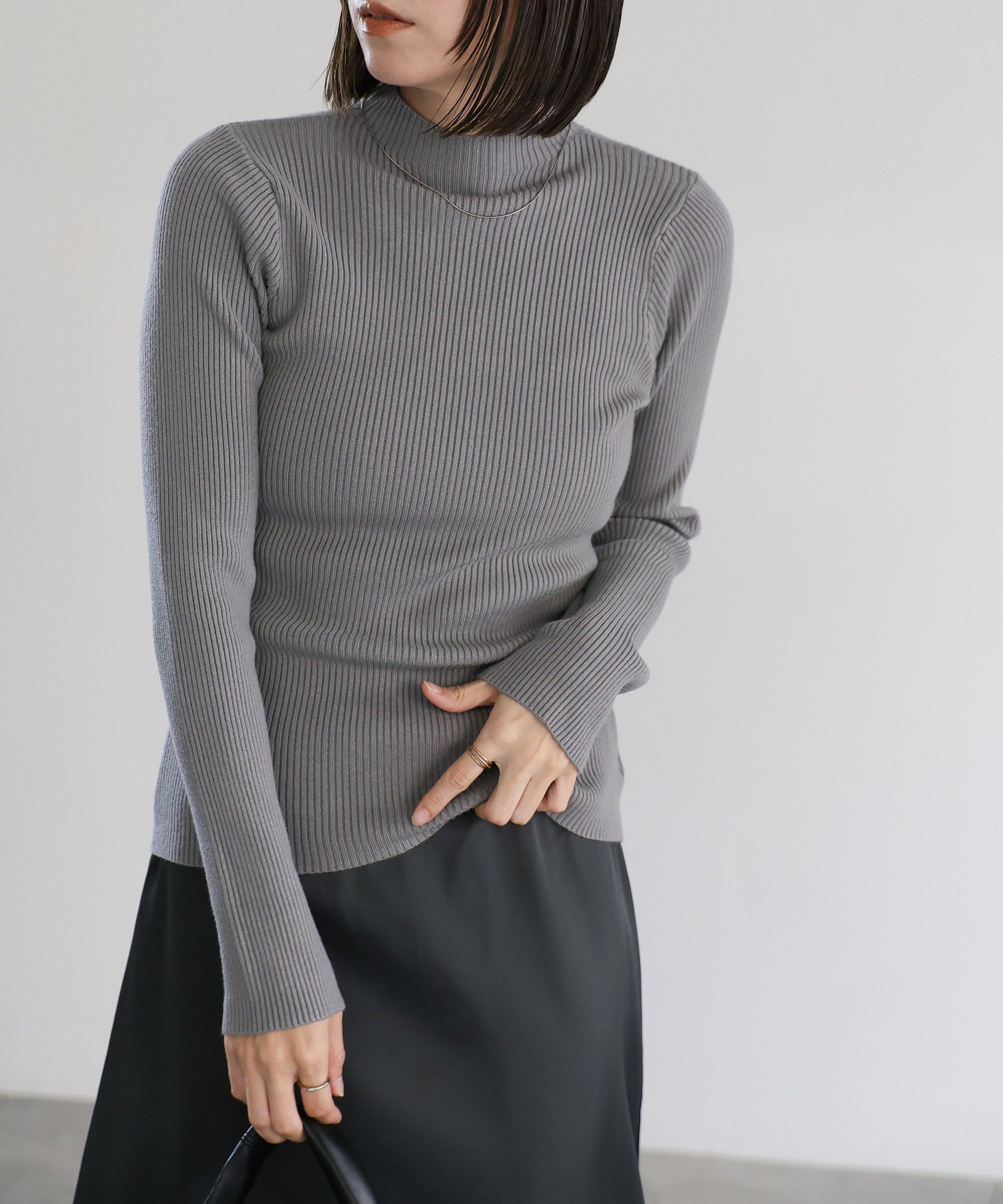 【セレクトモカ/SELECT MOCA】の【12色展開】プチハイネックリブニット インテリア・キッズ・メンズ・レディースファッション・服の通販 founy(ファニー) 　ファッション　Fashion　レディースファッション　Fashion for Women　トップス・カットソー　Cut & Sew Tops　ニット　Knit Tops & Sweaters　おすすめ　Recommended / Our Picks　インナー　Innerwear　コンパクト　Compact, Small Size　スタンダード　Standard, Basic　フィット　Fit, Slim Fit　ベーシック　Basic, Essential　リブニット　Rib Knit, Ribbed Knit　A/W・秋冬　Autumn/Winter　グレー-10|ID: prp329100004741440 ipo3291000000035021522