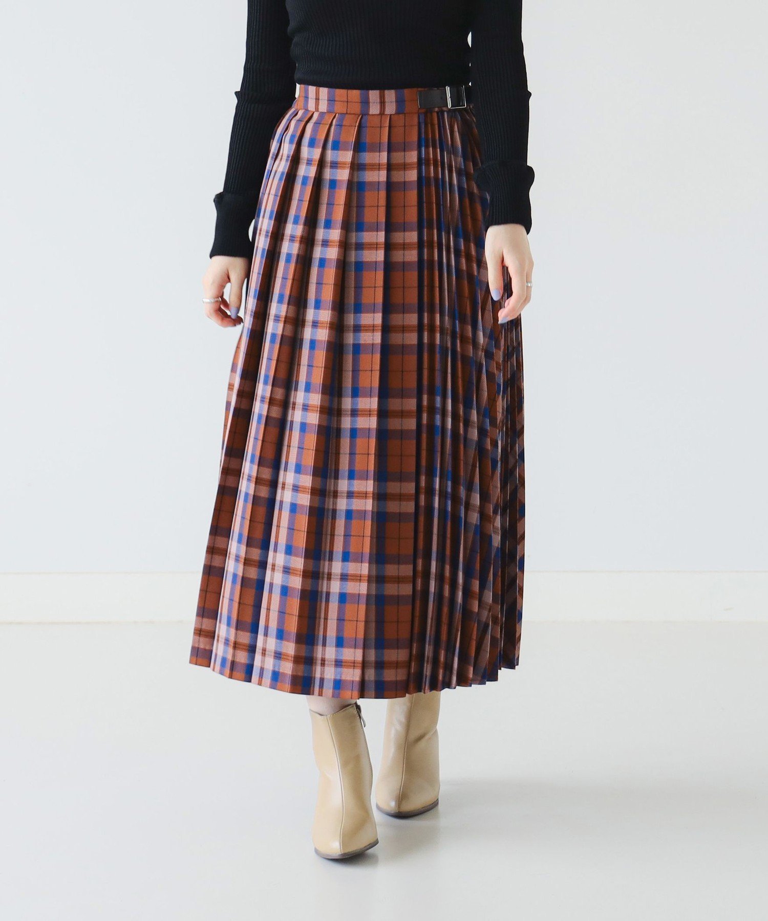 【ビームス ウイメン/BEAMS】のプリーツ ミックス スカート(S~M) インテリア・キッズ・メンズ・レディースファッション・服の通販 founy(ファニー) 　ファッション　Fashion　レディースファッション　Fashion for Women　スカート　Skirts　カットソー　Cut and Sewn Top　シンプル　Simple, Minimal　チェック　Check, Plaid, Tartan　人気　Popular, Best Seller　フィット　Fit, Slim Fit　プリーツ　Pleats, Pleated　ミックス　Mix, Mixed Style　再入荷　Restock / Back in Stock　おすすめ　Recommended / Our Picks　BROWN_CHECK|ID: prp329100004741576 ipo3291000000034260811