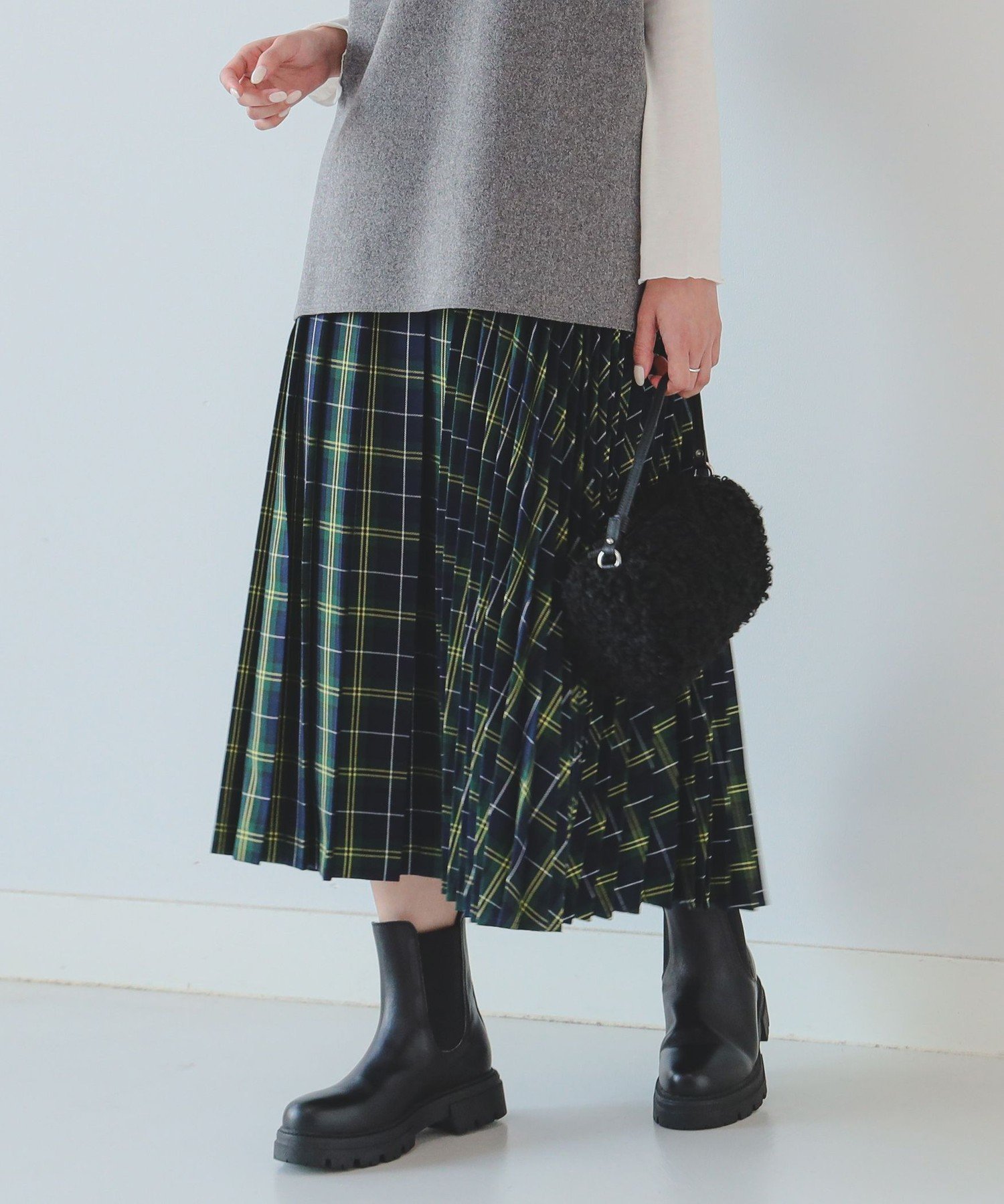 【ビームス ウイメン/BEAMS】のプリーツ ミックス スカート(S~M) インテリア・キッズ・メンズ・レディースファッション・服の通販 founy(ファニー) 　ファッション　Fashion　レディースファッション　Fashion for Women　スカート　Skirts　カットソー　Cut and Sewn Top　シンプル　Simple, Minimal　チェック　Check, Plaid, Tartan　人気　Popular, Best Seller　フィット　Fit, Slim Fit　プリーツ　Pleats, Pleated　ミックス　Mix, Mixed Style　再入荷　Restock / Back in Stock　おすすめ　Recommended / Our Picks　GREEN_CHECK|ID: prp329100004741576 ipo3291000000034260813