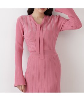 【ピンキーアンドダイアン/Pinky&Dianne】のベルスリーブボウタイニットプルオーバー 人気、トレンドファッション・服の通販 founy(ファニー) ファッション Fashion レディースファッション Fashion for Women トップス・カットソー Cut & Sew Tops ニット Knit Tops & Sweaters カジュアルプルオーバー・ニットトップス Pullovers & Knit Tops / Casual Pullovers スタンダード Standard, Basic スタンド Stand Collar, Upright Stand ストレッチ Stretch, Stretchy Fabric フェミニン Feminine, Girly リボン Ribbon, Bow エレガント 上品 Elegant |ID:prp329100004741626