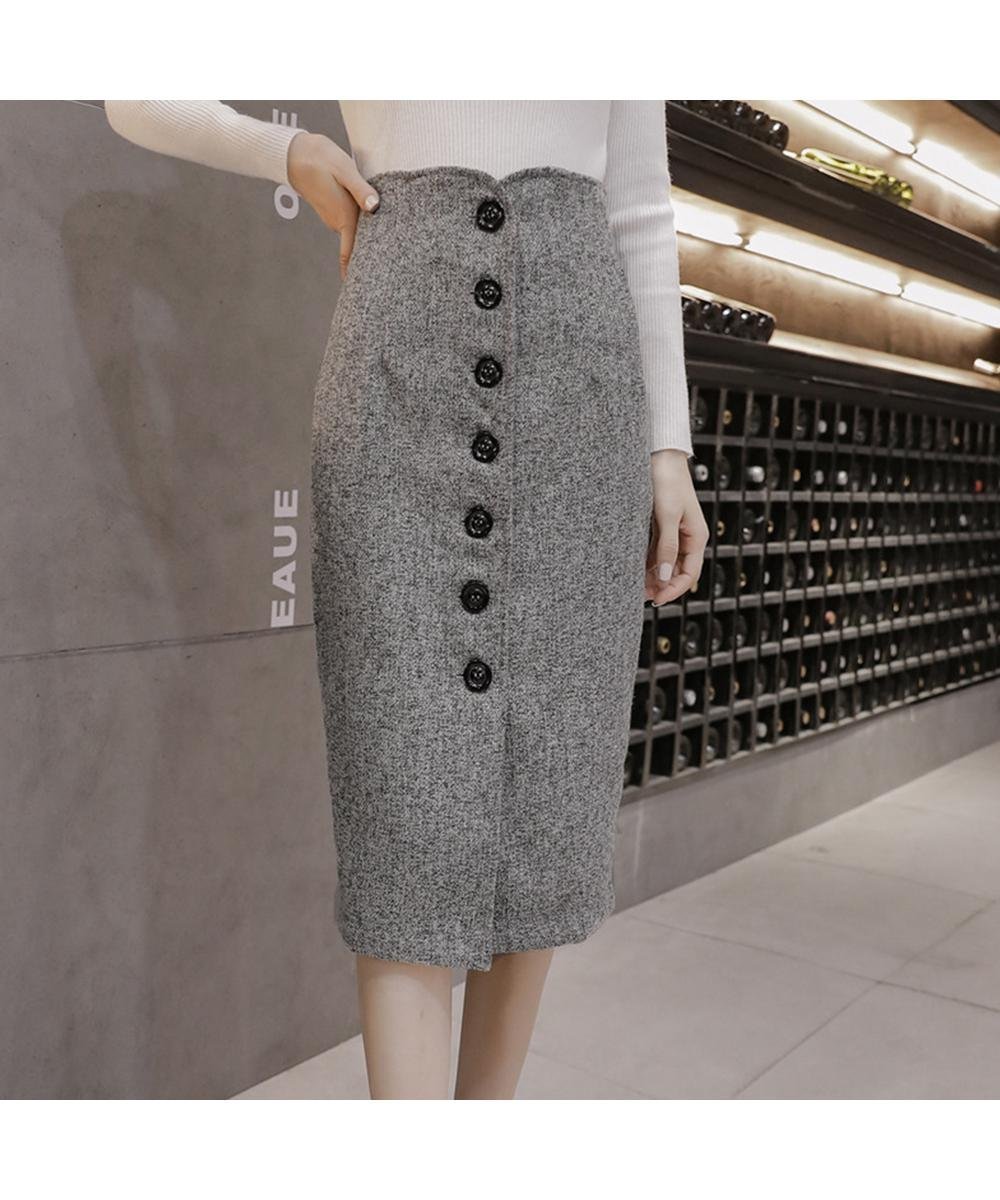 【ミニミニストア/miniministore】のツイード調スカート 秋冬ペンシルスカート 人気、トレンドファッション・服の通販 founy(ファニー) 　ファッション　Fashion　レディースファッション　Fashion for Women　スカート　Skirts　エレガント 上品　Elegant　タイトスカート　Pencil Skirt, Tight Skirt　ツイード　Twill, Twill Weave　トレンド　Trend, Trending Now　フロント　Front, Front Design　ペンシル　Pencil, Pencil Skirt　今季　This Season, Current Season　無地　Plain, Solid Color　A/W・秋冬　Autumn/Winter　ビジネス 仕事 通勤　Business / Work / Commuting　 other-1|ID: prp329100004741633 ipo3291000000034643239