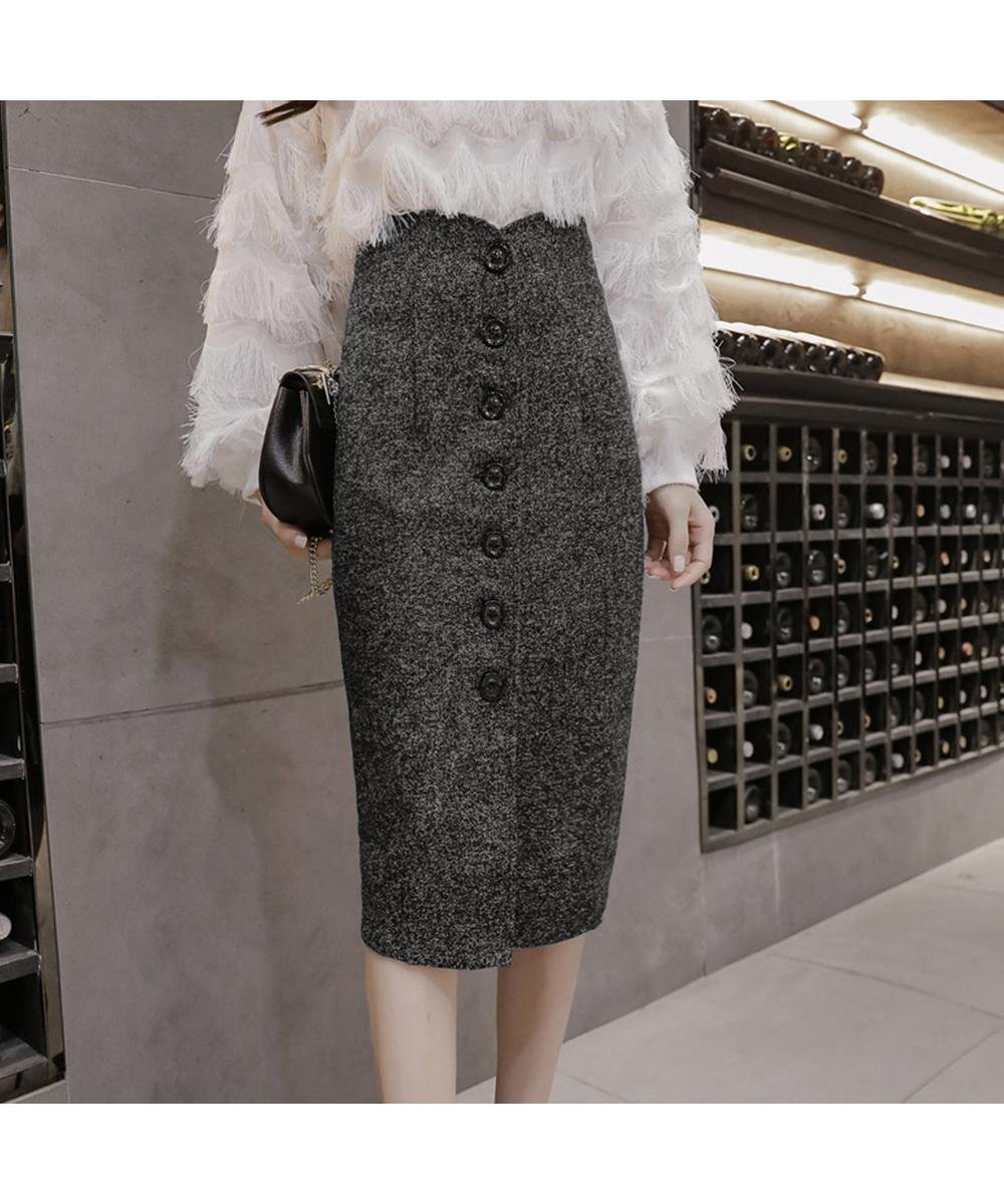 【ミニミニストア/miniministore】のツイード調スカート 秋冬ペンシルスカート インテリア・キッズ・メンズ・レディースファッション・服の通販 founy(ファニー) 　ファッション　Fashion　レディースファッション　Fashion for Women　スカート　Skirts　エレガント 上品　Elegant　タイトスカート　Pencil Skirt, Tight Skirt　ツイード　Twill, Twill Weave　トレンド　Trend, Trending Now　フロント　Front, Front Design　ペンシル　Pencil, Pencil Skirt　今季　This Season, Current Season　無地　Plain, Solid Color　A/W・秋冬　Autumn/Winter　ビジネス 仕事 通勤　Business / Work / Commuting　ブラック|ID: prp329100004741633 ipo3291000000034643241