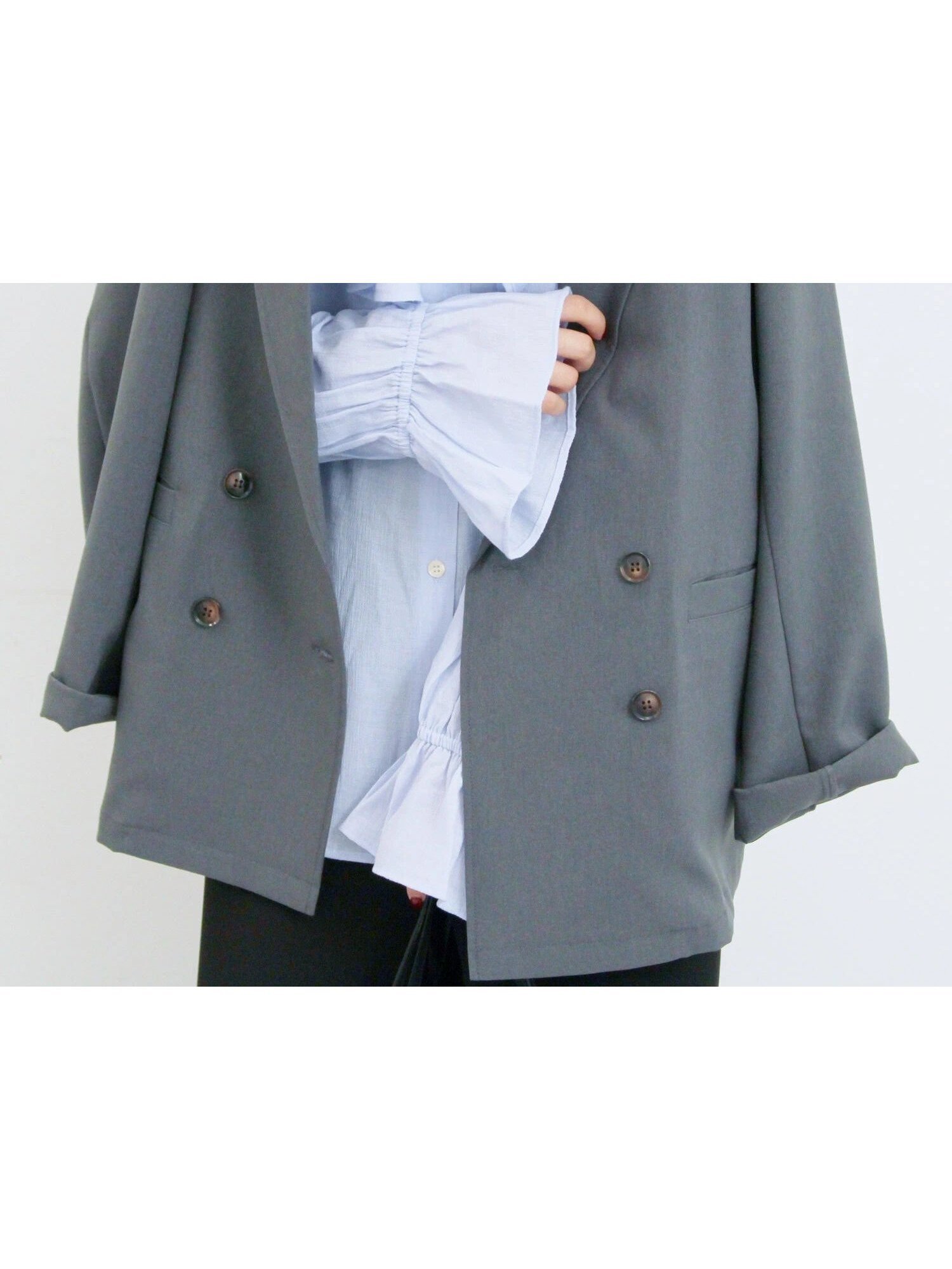 【サマンサモスモス/Samansa Mos2】のアソートダブルジャケット インテリア・キッズ・メンズ・レディースファッション・服の通販 founy(ファニー) 　ファッション　Fashion　レディースファッション　Fashion for Women　アウター　Coat / Outerwear Collection　レディースジャケット・軽アウター　Jackets　クラシカル　Classical, Vintage-Inspired　ジャケット　Jacket, Outerwear　ダブル　Double, Double-Breasted　ポケット　Pocket, Pocket Detail　エレガント 上品　Elegant　チャコールグレー|ID: prp329100004741702 ipo3291000000034262051