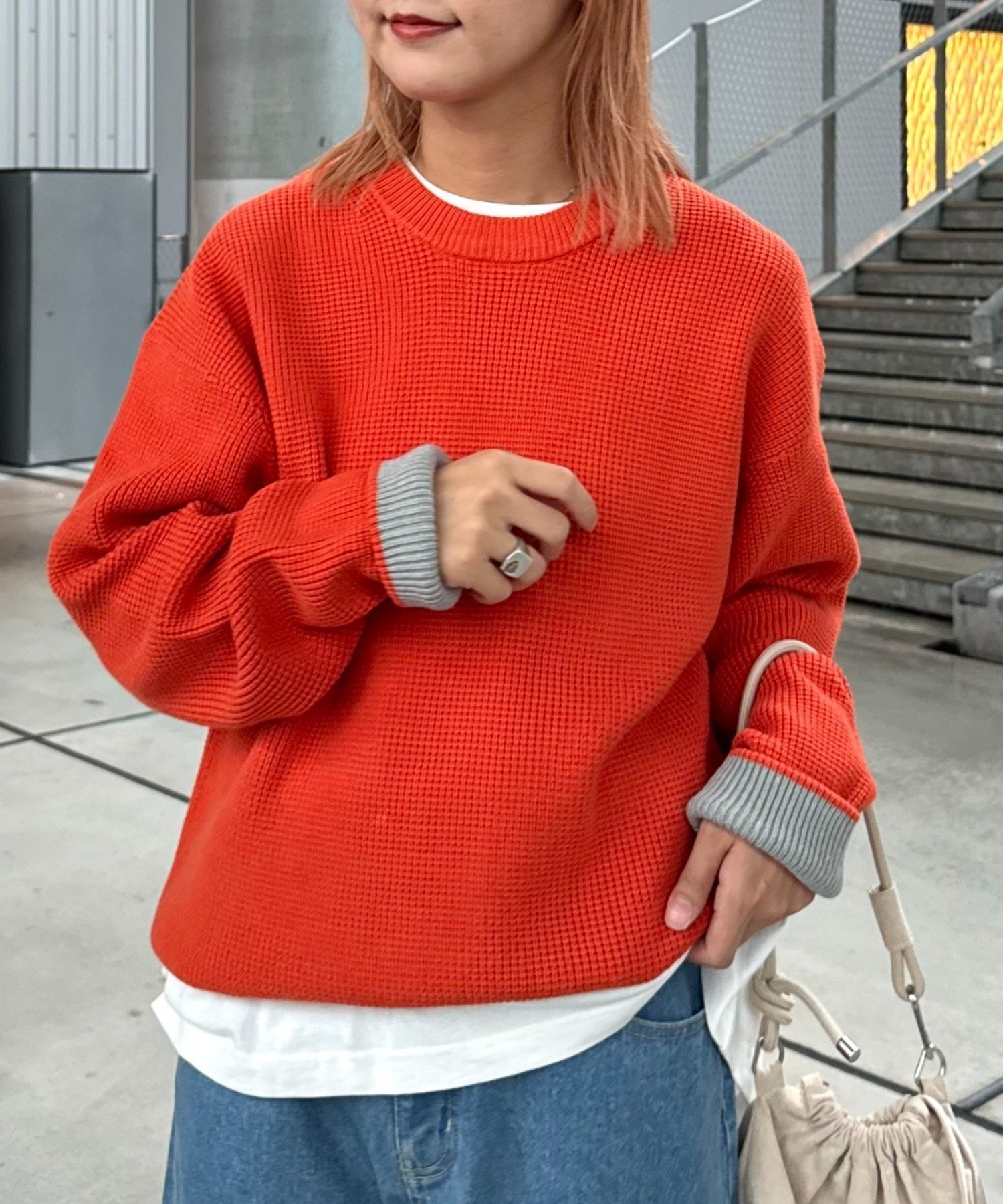 【チャオパニックティピー/CIAOPANIC TYPY】の【洗えるニット】リシェイプモーションワッフルニットプルオーバー インテリア・キッズ・メンズ・レディースファッション・服の通販 founy(ファニー) 　ファッション　Fashion　レディースファッション　Fashion for Women　トップス・カットソー　Cut & Sew Tops　ニット　Knit Tops & Sweaters　カジュアルプルオーバー・ニットトップス　Pullovers & Knit Tops / Casual Pullovers　洗える　Machine Washable　カーゴパンツ　Cargo Pants, Utility Pants　シンプル　Simple, Minimal　スラックス　Slacks, Dress Pants　デニム　Denim, Jeans Material　トレンド　Trend, Trending Now　定番　Standard, Basic Item　メンズ　Men's, Menswear　リラックス　Relax, Relaxed Fit　ワッフル　Waffle, Waffle Knit　冬　Winter / This Winter　おすすめ　Recommended / Our Picks　オレンジ|ID: prp329100004741721 ipo3291000000034516806