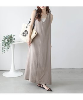 【ラジュール/Lajour】の前後2Way リネンライク フレアワンピース 人気、トレンドファッション・服の通販 founy(ファニー) ファッション Fashion レディースファッション Fashion for Women ワンピース Dresses おすすめ Recommended / Our Picks サマー Summer, Summer Style デコルテ Décolleté, Neckline フレア Flare, Flared ラウンド Round, Round Neck |ID:prp329100004741777