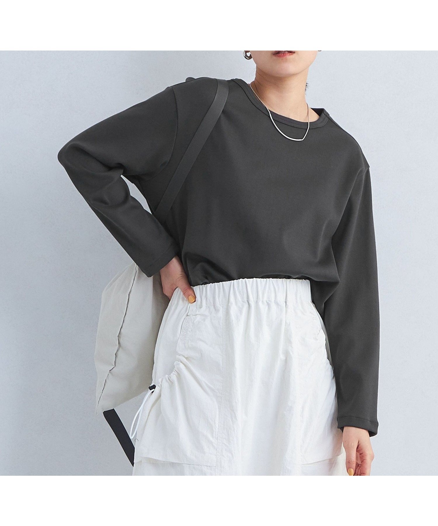 【ユナイテッドアローズ/UNITED ARROWS】のコンパクト クロップド プルオーバー カットソー インテリア・キッズ・メンズ・レディースファッション・服の通販 founy(ファニー) 　ファッション　Fashion　レディースファッション　Fashion for Women　トップス・カットソー　Cut & Sew Tops　カジュアルプルオーバー・ニットトップス　Pullovers & Knit Tops / Casual Pullovers　カットソー・ベーシックTシャツ　Cut-and-Sewn Tops / Stretch Tees & Basics　春　Spring　秋　Autumn　カットソー　Cut and Sewn Top　クロップド　Cropped, Short Length　コンパクト　Compact, Small Size　ボーダー　Border, Stripe　ロング　Long, Long-Length　ワイド　Wide, Wide Fit　アウトレット　Outlet / Clearance　DK.GRAY|ID: prp329100004741793 ipo3291000000034262758