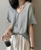 【ミニミニストア/miniministore】のvネックtシャツ レディース 綿100% グレー|ID: prp329100004741809 ipo3291000000034262893