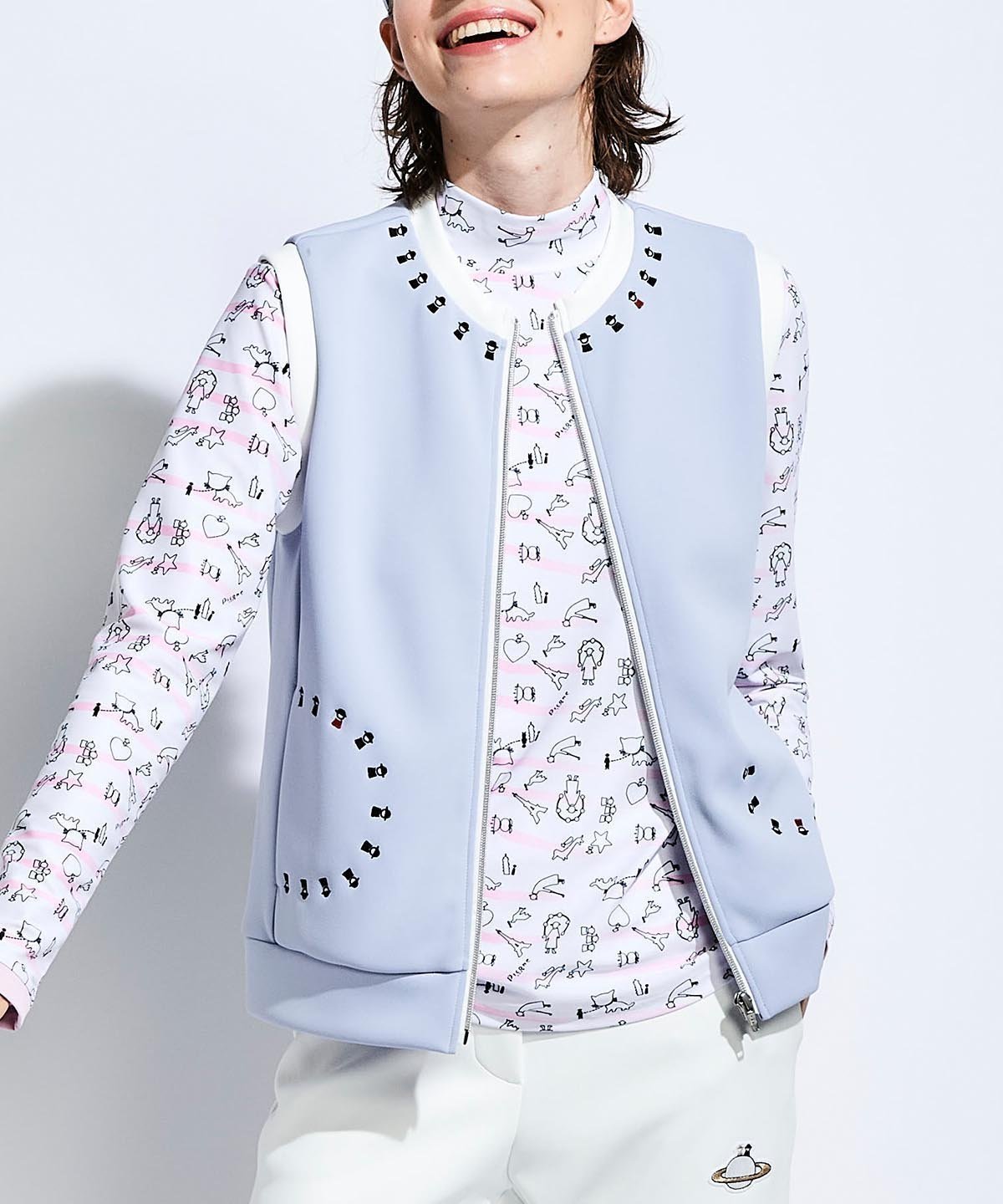 【ピッコーネクラブ/Picone Club】のピコライン刺繍ジップベスト インテリア・キッズ・メンズ・レディースファッション・服の通販 founy(ファニー) 　ファッション　Fashion　レディースファッション　Fashion for Women　アウター　Coat / Outerwear Collection　トップス・カットソー　Cut & Sew Tops　ベスト&ジレ / 重ね着スタイル　Vests & Gilets　おすすめ　Recommended / Our Picks　セットアップ　Set-Up, Coordinated Outfit　ベスト　Vest, Waistcoat　ポケット　Pocket, Pocket Detail　ライトブルー|ID: prp329100004741830 ipo3291000000034263320