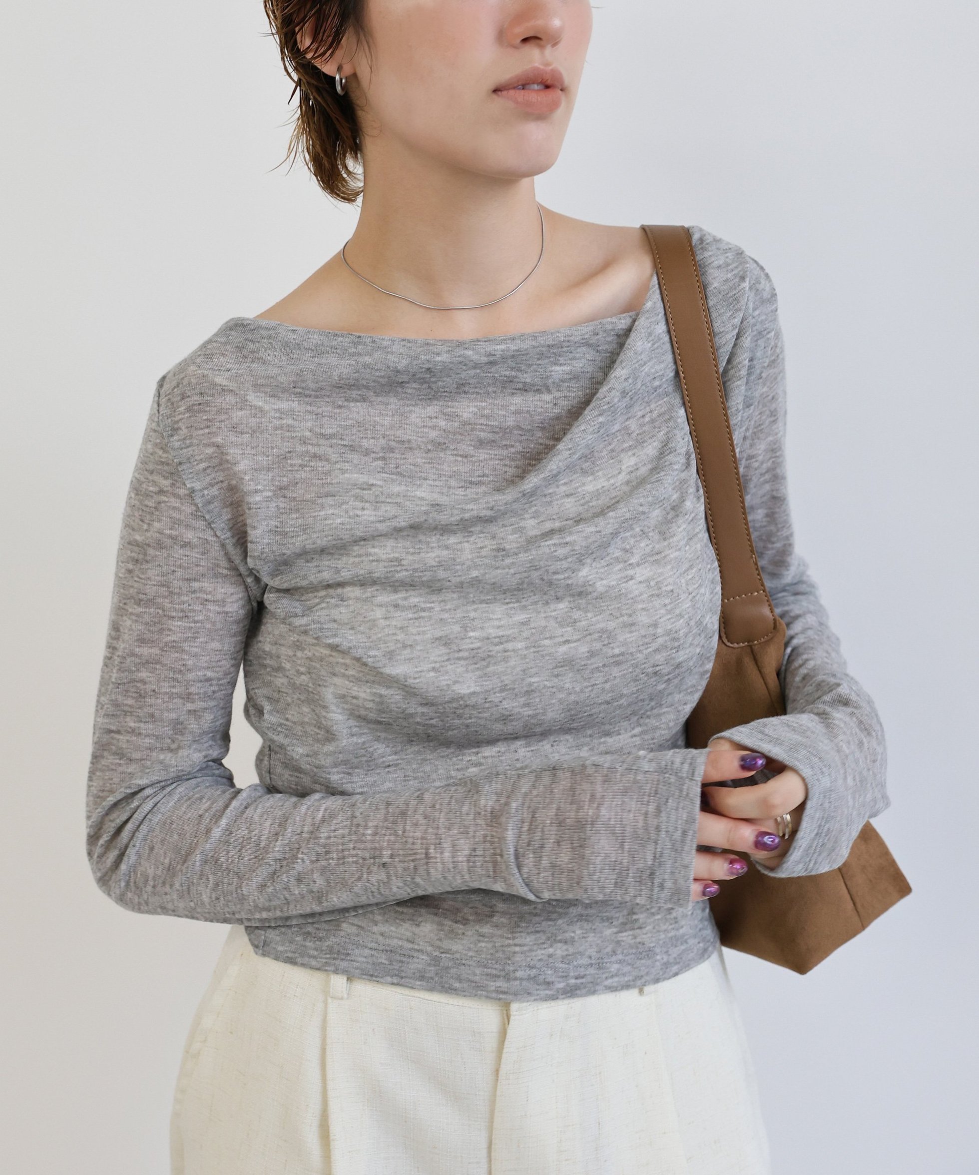 【セレクトモカ/SELECT MOCA】のドレープシアートップス インテリア・キッズ・メンズ・レディースファッション・服の通販 founy(ファニー) 　ファッション　Fashion　レディースファッション　Fashion for Women　トップス・カットソー　Cut & Sew Tops　おすすめ　Recommended / Our Picks　シンプル　Simple, Minimal　スラックス　Slacks, Dress Pants　デニム　Denim, Jeans Material　トレンド　Trend, Trending Now　ボトム　Bottoms, Lower Wear　エレガント 上品　Elegant　グレー-900|ID: prp329100004741871 ipo3291000000034286579