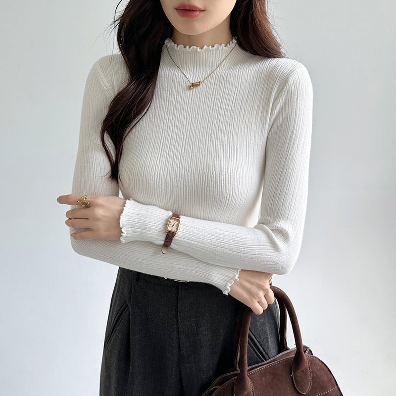 【ココモモ/COCOMOMO】のハイネック メロウフリル リブカットソー レディース フリルハイネック 長袖 インテリア・キッズ・メンズ・レディースファッション・服の通販 founy(ファニー) ファッション Fashion レディースファッション Fashion for Women トップス・カットソー Cut & Sew Tops カットソー・ベーシックTシャツ Cut-and-Sewn Tops / Stretch Tees & Basics イエロー Yellow オレンジ Orange ストレッチ Stretch, Stretchy Fabric ハイネック High Neck, Mock Neck フリル Frill, Ruffle 長袖 Long Sleeve, Full Sleeve ホワイト|ID: prp329100004741887 ipo3291000000034795279