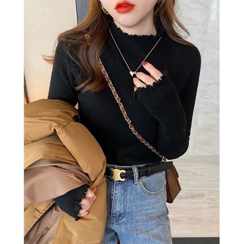 【ココモモ/COCOMOMO】のハイネック メロウフリル リブカットソー レディース フリルハイネック 長袖 インテリア・キッズ・メンズ・レディースファッション・服の通販 founy(ファニー) ファッション Fashion レディースファッション Fashion for Women トップス・カットソー Cut & Sew Tops カットソー・ベーシックTシャツ Cut-and-Sewn Tops / Stretch Tees & Basics イエロー Yellow オレンジ Orange ストレッチ Stretch, Stretchy Fabric ハイネック High Neck, Mock Neck フリル Frill, Ruffle 長袖 Long Sleeve, Full Sleeve ブラック|ID: prp329100004741887 ipo3291000000034795280