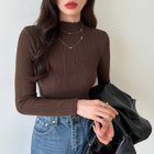 【ココモモ/COCOMOMO】のハイネック メロウフリル リブカットソー レディース フリルハイネック 長袖 ダークブラウン|ID: prp329100004741887 ipo3291000000034795281