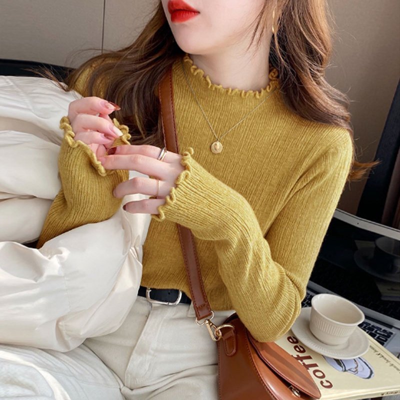 【ココモモ/COCOMOMO】のハイネック メロウフリル リブカットソー レディース フリルハイネック 長袖 インテリア・キッズ・メンズ・レディースファッション・服の通販 founy(ファニー) ファッション Fashion レディースファッション Fashion for Women トップス・カットソー Cut & Sew Tops カットソー・ベーシックTシャツ Cut-and-Sewn Tops / Stretch Tees & Basics イエロー Yellow オレンジ Orange ストレッチ Stretch, Stretchy Fabric ハイネック High Neck, Mock Neck フリル Frill, Ruffle 長袖 Long Sleeve, Full Sleeve イエロー|ID: prp329100004741887 ipo3291000000034795286