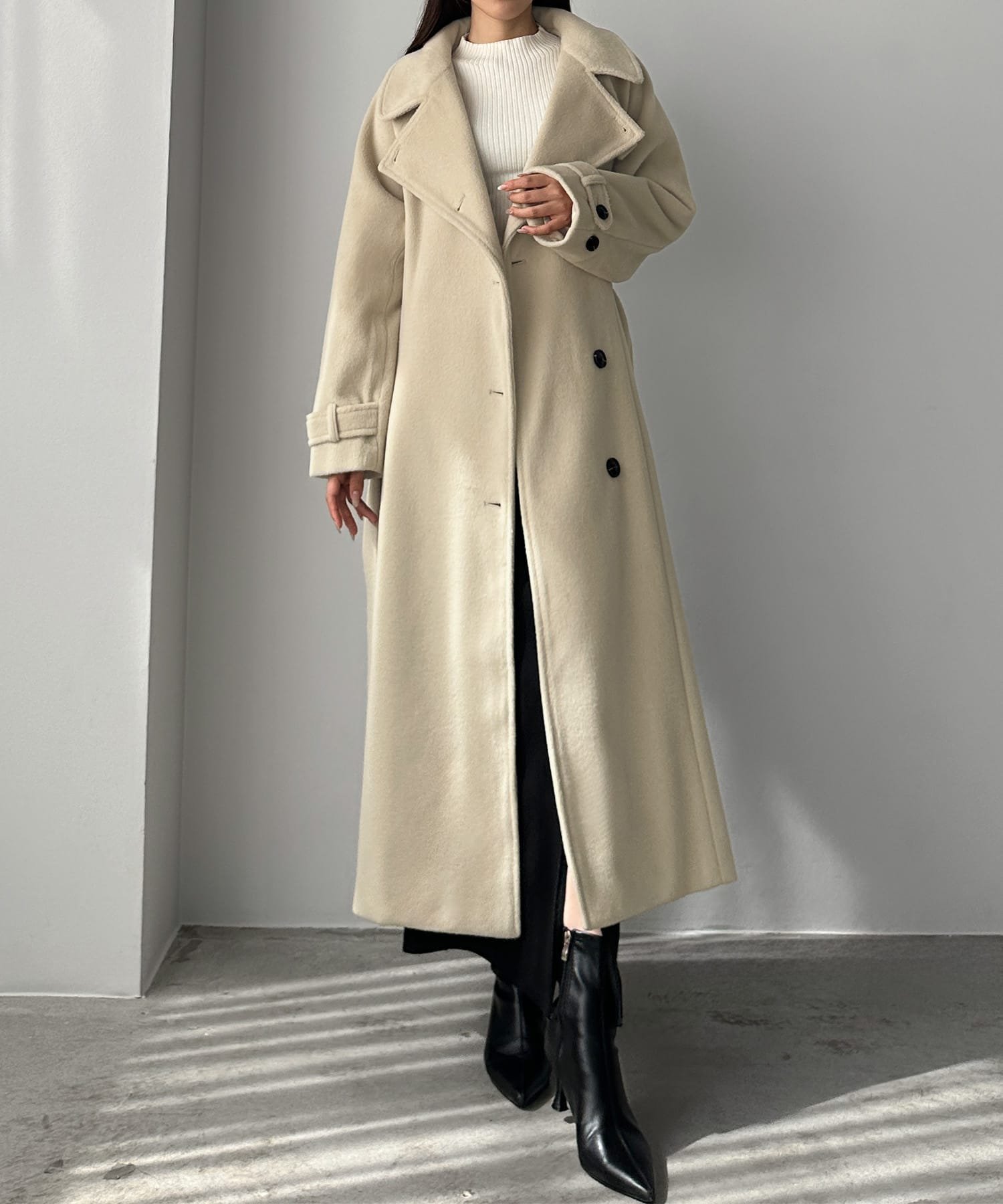 【ジュノア/JUNOAH】のLouere 2wayハイネックウールライクウエストシェイプフレアコート インテリア・キッズ・メンズ・レディースファッション・服の通販 founy(ファニー) ファッション Fashion レディースファッション Fashion for Women アウター Coat / Outerwear Collection コート・ロングコート・ピーコート Long Coats, Peacoats & More ライトベージュ|ID: prp329100004741966 ipo3291000000034381413