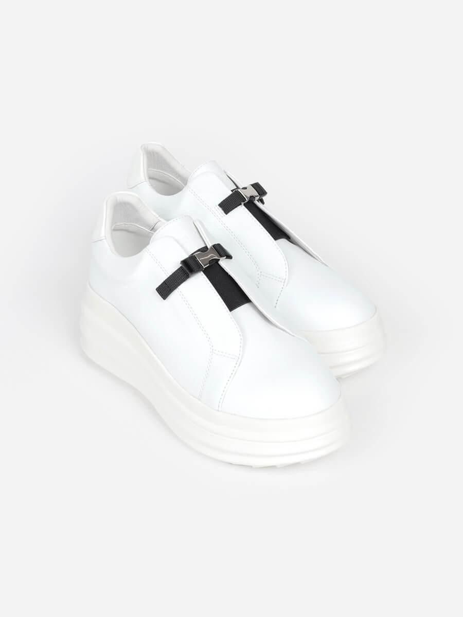【ラシュッド/LASUD】の厚底レザースリッポンスニーカー インテリア・キッズ・メンズ・レディースファッション・服の通販 founy(ファニー) 　ファッション　Fashion　レディースファッション　Fashion for Women　スニーカー　Sneakers, Trainers　フロント　Front, Front Design　厚底　Platform Shoes　軽量　Lightweight, Ultra Light　ホワイト|ID: prp329100004742072 ipo3291000000034265734