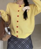 【ミニミニストア/miniministore】のハートボタンニットカーディガン秋冬韓国風 イエロー|ID: prp329100004742116 ipo3291000000034266238