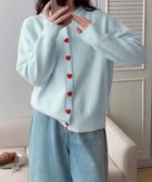 【ミニミニストア/miniministore】のハートボタンニットカーディガン秋冬韓国風 ライトブルー|ID: prp329100004742116 ipo3291000000034719112