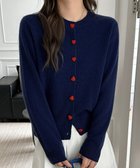 【ミニミニストア/miniministore】のハートボタンニットカーディガン秋冬韓国風 ネイビー|ID: prp329100004742116 ipo3291000000034719113