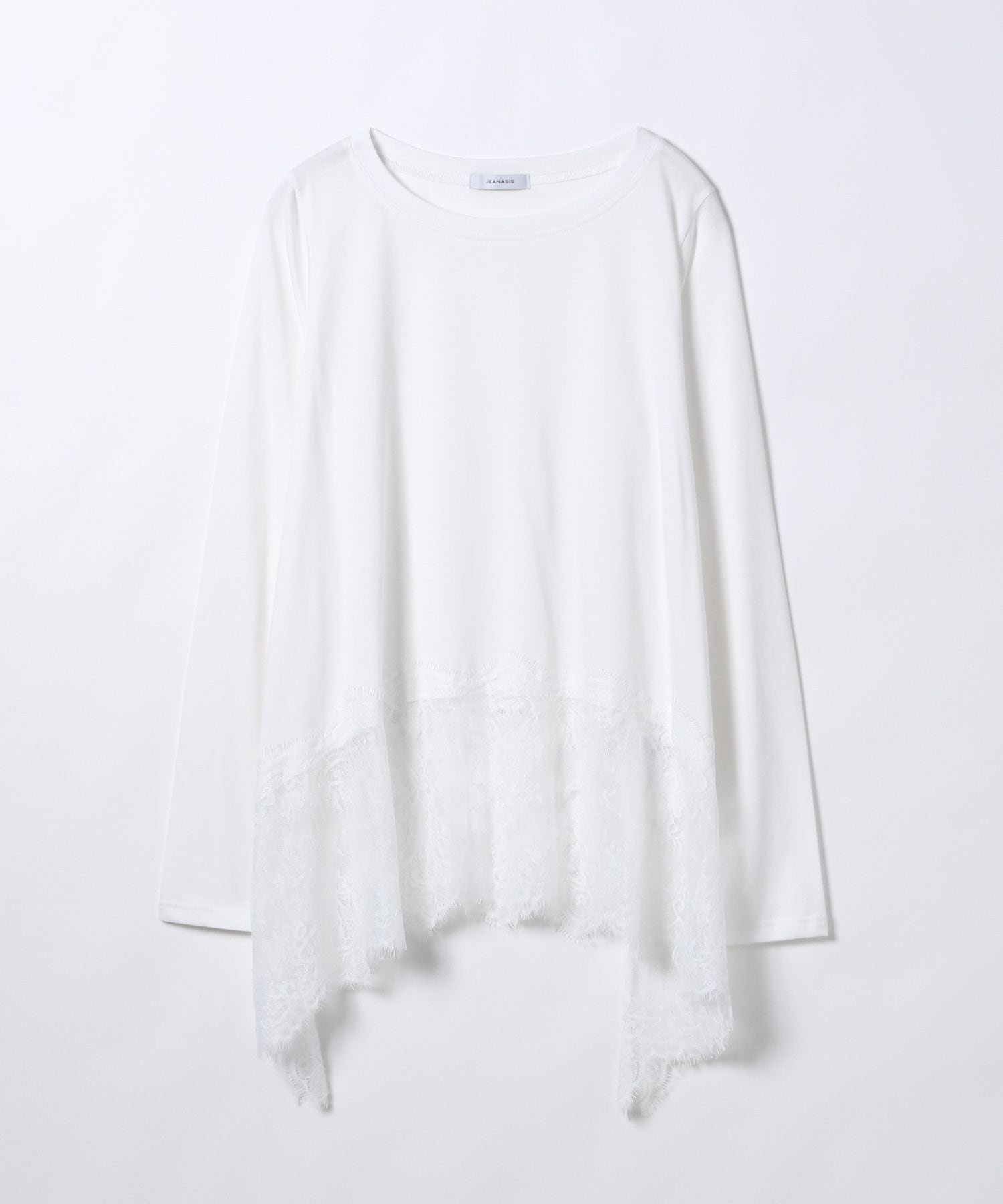 【ジーナシス/JEANASiS】のレースドッキングロンTEE インテリア・キッズ・メンズ・レディースファッション・服の通販 founy(ファニー) ファッション Fashion レディースファッション Fashion for Women トップス・カットソー Cut & Sew Tops ロングTシャツ・Tシャツ Longline T-Shirts & Tees イレヘム Irregular Hemline カーディガン Cardigan, Knitwear シンプル Simple, Minimal ジャケット Jacket, Outerwear スウェット / スエット Sweatshirt, Sweatwear ストレート Straight, Straight Cut ドッキング Docking, Mixed Material レース Lace, Lace Fabric A/W・秋冬 Autumn/Winter 長袖 Long Sleeve, Full Sleeve ホワイト|ID: prp329100004742147 ipo3291000000034266471