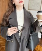 【モーメントプラス/moment+ / MEN】のニットメルトンサイドスリットロングチェスターコート チャコールグレー|ID: prp329100004742149 ipo3291000000034591082