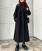 【モーメントプラス/moment+ / MEN】のニットメルトンサイドスリットロングチェスターコート ブラック|ID: prp329100004742149 ipo3291000000034733974