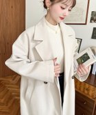 【モーメントプラス/moment+ / MEN】のニットメルトンサイドスリットロングチェスターコート アイボリー|ID: prp329100004742149 ipo3291000000034733976