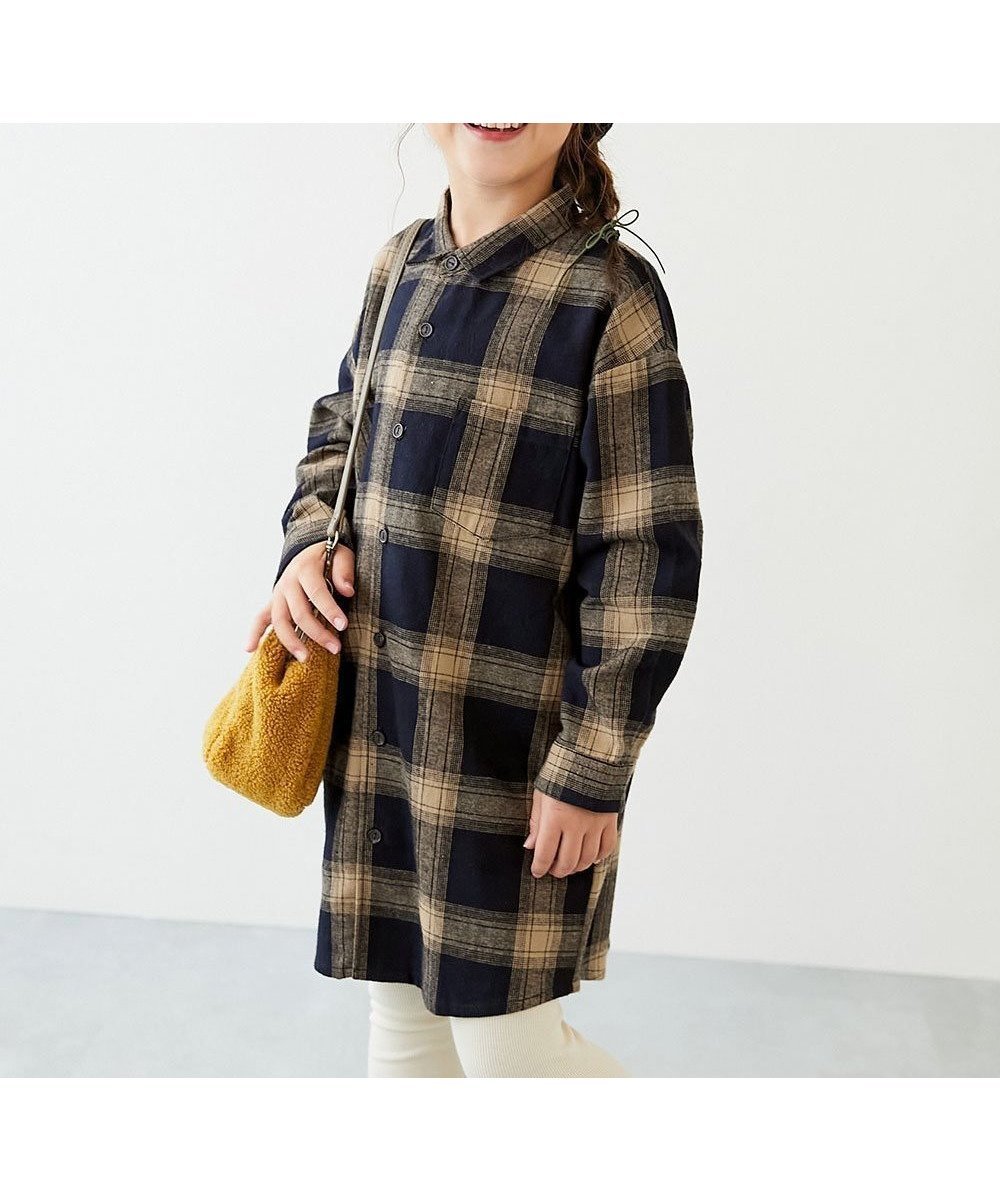 【デビロック/devirock / KIDS】の綿100% チェック柄 ネルシャツ ワンピース 長袖ワンピース ワンピース 25AW インテリア・キッズ・メンズ・レディースファッション・服の通販 founy(ファニー) 　ファッション　Fashion　キッズファッション　Fashion for Kids　ワンピース　Dresses　チェック　Check, Plaid, Tartan　長袖　Long Sleeve, Full Sleeve　羽織　Haori, Light Jacket　A/W・秋冬　Autumn/Winter　おすすめ　Recommended / Our Picks　2025年　2025　2025-2026秋冬・A/W　Autumn/Winter 2025–26 AW25–26　007-ブラック|ID: prp329100004742161 ipo3291000000034624639