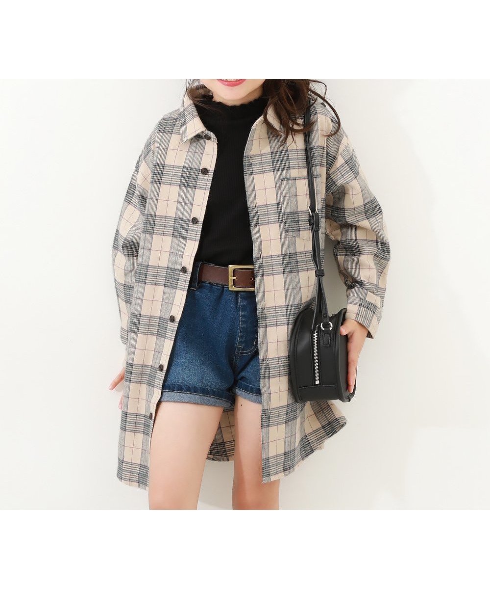 【デビロック/devirock / KIDS】の綿100% チェック柄 ネルシャツ ワンピース 長袖ワンピース ワンピース 25AW インテリア・キッズ・メンズ・レディースファッション・服の通販 founy(ファニー) 　ファッション　Fashion　キッズファッション　Fashion for Kids　ワンピース　Dresses　チェック　Check, Plaid, Tartan　長袖　Long Sleeve, Full Sleeve　羽織　Haori, Light Jacket　A/W・秋冬　Autumn/Winter　おすすめ　Recommended / Our Picks　2025年　2025　2025-2026秋冬・A/W　Autumn/Winter 2025–26 AW25–26　005-アイボリー|ID: prp329100004742161 ipo3291000000034624645