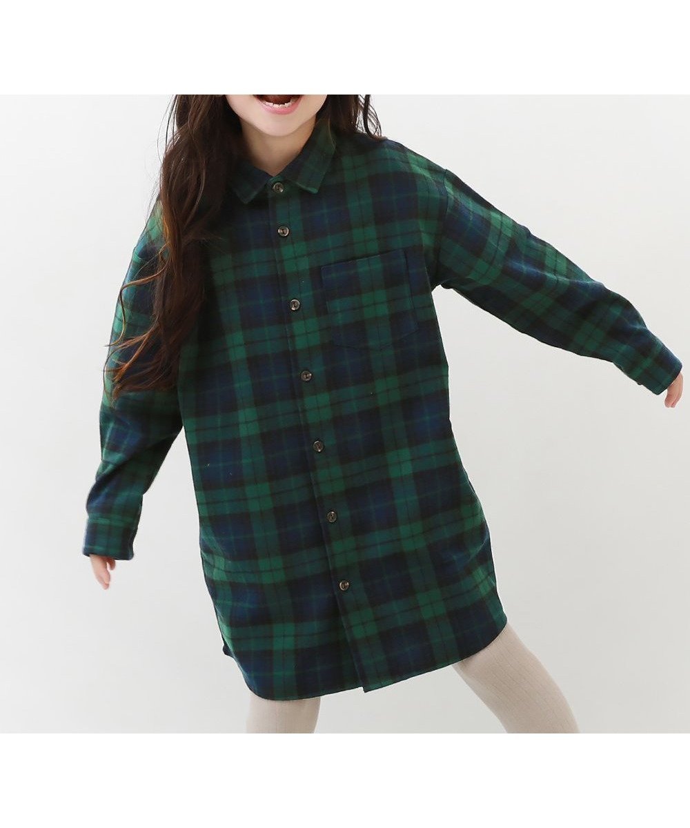 【デビロック/devirock / KIDS】の綿100% チェック柄 ネルシャツ ワンピース 長袖ワンピース ワンピース 25AW インテリア・キッズ・メンズ・レディースファッション・服の通販 founy(ファニー) 　ファッション　Fashion　キッズファッション　Fashion for Kids　ワンピース　Dresses　チェック　Check, Plaid, Tartan　長袖　Long Sleeve, Full Sleeve　羽織　Haori, Light Jacket　A/W・秋冬　Autumn/Winter　おすすめ　Recommended / Our Picks　2025年　2025　2025-2026秋冬・A/W　Autumn/Winter 2025–26 AW25–26　003-グリーン|ID: prp329100004742161 ipo3291000000034624650