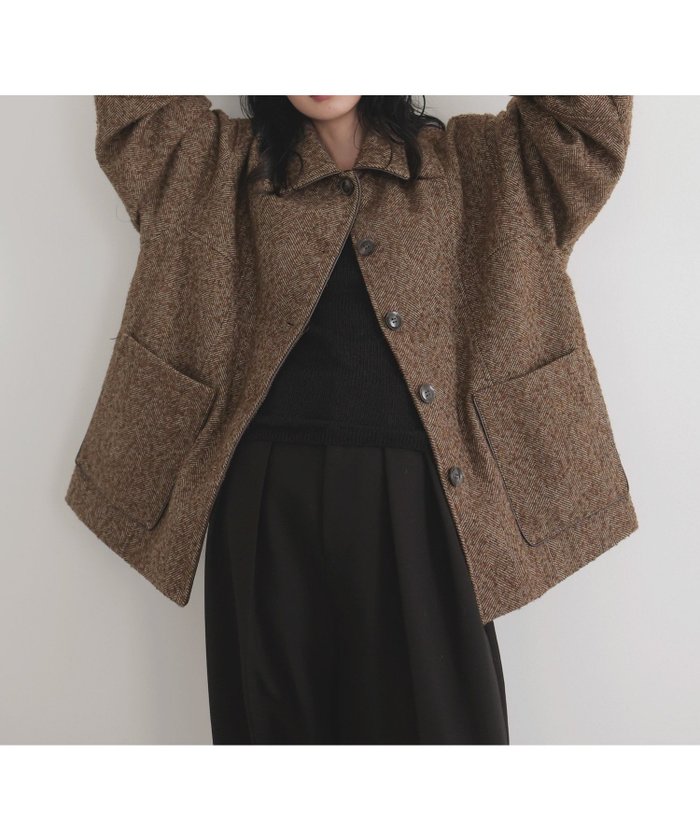 【リアン/Lian】のヘリンボーンパイピングカバーオールジャケット インテリア・キッズ・メンズ・レディースファッション・服の通販 founy(ファニー) https://founy.com/ ファッション Fashion レディースファッション Fashion for Women アウター Coat / Outerwear Collection レディースジャケット・軽アウター Jackets クラシカル Classical, Vintage-Inspired ジャケット Jacket, Outerwear パイピング Piping, Trim Design ブルゾン Blouson, Bomber Jacket エレガント 上品 Elegant |ID: prp329100004742280 ipo3291000000034488275