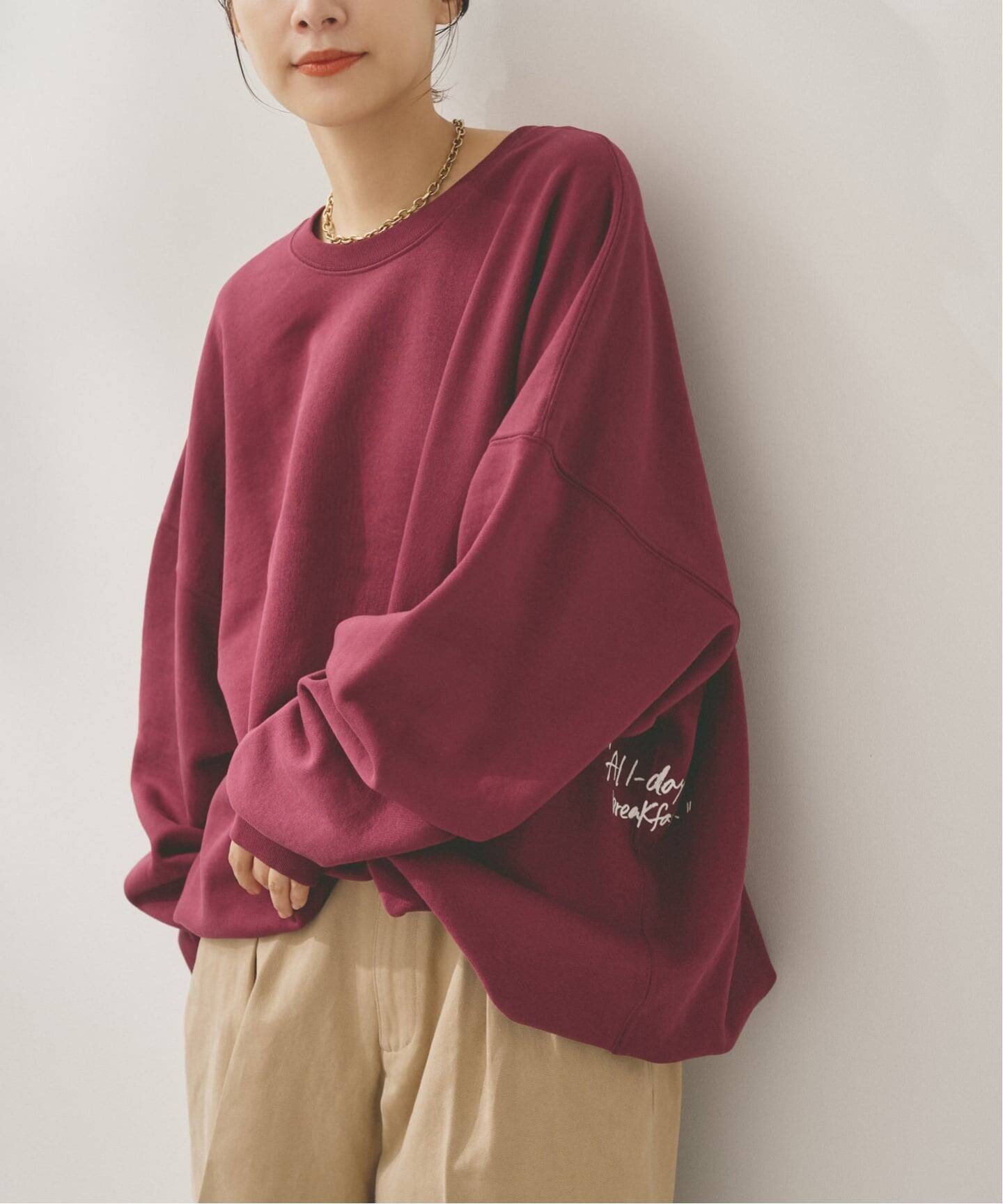 【スピック&スパン/Spick & Span】のHiguchi*S2wayオーバーサイズスウェット インテリア・キッズ・メンズ・レディースファッション・服の通販 founy(ファニー) 　ファッション　Fashion　レディースファッション　Fashion for Women　トップス・カットソー　Cut & Sew Tops　レディースパーカー・カジュアルフーディー　Casual Hoodies & Sweatshirts　スウェット・クルーネックトップス　Sweatshirts & Crewnecks / Relaxed Fit Sweat Tops　コレクション　Collection, Seasonal Line　シンプル　Simple, Minimal　ジャケット　Jacket, Outerwear　ネオン　Neon, Neon Color　人気　Popular, Best Seller　プリント　Print, Printed Pattern　マフラー　Scarf, Muffler　A/W・秋冬　Autumn/Winter　ボルドー|ID: prp329100004742294 ipo3291000000034268257
