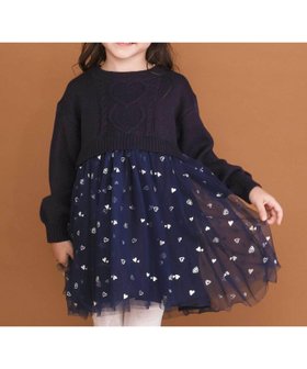 【ベベ オンライン ストア/BEBE ONLINE STORE / KIDS】のニット*チュールハートたっぷり切替ワンピース(80~130cm) 人気、トレンドファッション・服の通販 founy(ファニー) ファッション Fashion キッズファッション Fashion for Kids ワンピース Dresses 秋 Autumn 切替 Switching, Contrast Panel チェック Check, Plaid, Tartan チュール Tulip, Tulip Motif フレンチ French, French Style プリント Print, Printed Pattern ミックス Mix, Mixed Style モチーフ Motif, Design Theme 無地 Plain, Solid Color A/W・秋冬 Autumn/Winter エレガント 上品 Elegant 2025年 2025 2025-2026秋冬・A/W Autumn/Winter 2025–26 AW25–26 |ID:prp329100004742307