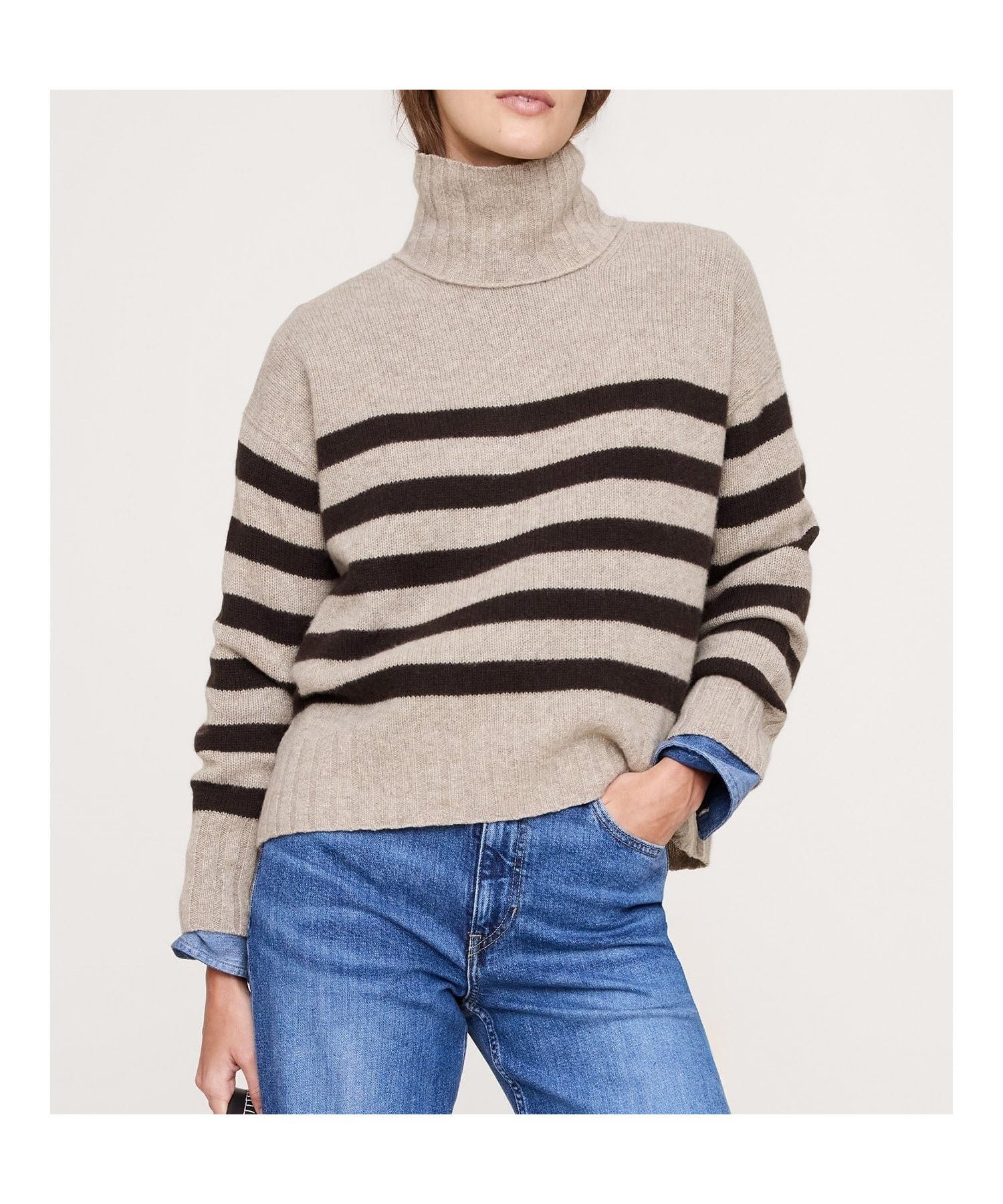 【バナナ リパブリック/BANANA REPUBLIC】のリラックス カシミヤ タートルネック セーター インテリア・キッズ・メンズ・レディースファッション・服の通販 founy(ファニー) 　ファッション　Fashion　レディースファッション　Fashion for Women　トップス・カットソー　Cut & Sew Tops　タートルネック・ハイネックトップス　Turtlenecks & High-Neck Tops　セーター　Sweater, Knitwear　タートルネック　Turtleneck, High Neck　プリント　Print, Printed Pattern　リラックス　Relax, Relaxed Fit　MINK/GANACHE_STRIPE|ID: prp329100004742567 ipo3291000000034270890