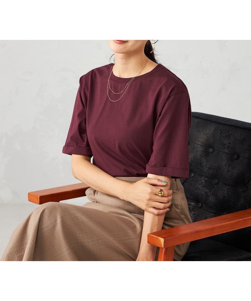 【アー ヴェー ヴェー/a.v.v】の【接触冷感/UVカット/コットン100%】ロールアップハーフスリーブTシャツ インテリア・キッズ・メンズ・レディースファッション・服の通販 founy(ファニー) ファッション Fashion レディースファッション Fashion for Women トップス・カットソー Cut & Sew Tops シャツ・ブラウス・オフィスカジュアル Elegant Blouses & Button-Ups ロングTシャツ・Tシャツ Longline T-Shirts & Tees インナー Innerwear 秋 Autumn ダウン Down, Puffer デニム Denim, Jeans Material 定番 Standard, Basic Item 人気 Popular, Best Seller ボトム Bottoms, Lower Wear A/W・秋冬 Autumn/Winter 再入荷 Restock / Back in Stock おすすめ Recommended / Our Picks 夏 Summer バーガンディ|ID: prp329100004742587 ipo3291000000034723838