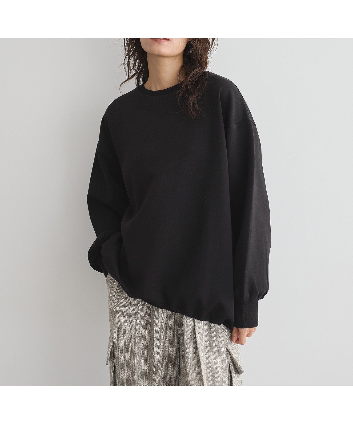 【ガレージ オブ グッド クロージング/GARAGE OF GOOD CLOTHING】の異素材MIX裾ドロストプルオーバー インテリア・キッズ・メンズ・レディースファッション・服の通販 founy(ファニー) 　ファッション　Fashion　レディースファッション　Fashion for Women　トップス・カットソー　Cut & Sew Tops　カジュアルプルオーバー・ニットトップス　Pullovers & Knit Tops / Casual Pullovers　おすすめ　Recommended / Our Picks　コンシャス　Conscious, Bodycon　サテン　Satin, Glossy Fabric　トレンド　Trend, Trending Now　バルーン　Balloon, Balloon Silhouette　フォルム　Silhouette, Form　ポケット　Pocket, Pocket Detail　ブラック|ID: prp329100004742591 ipo3291000000034519423