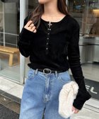 【アンドミー/andme】のベロア チュール ヘンリーネック 長袖 トップス ブラック|ID: prp329100004742598 ipo3291000000034800214