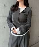 【アンドミー/andme】のベロア チュール ヘンリーネック 長袖 トップス チャコールグレー|ID: prp329100004742598 ipo3291000000034800221