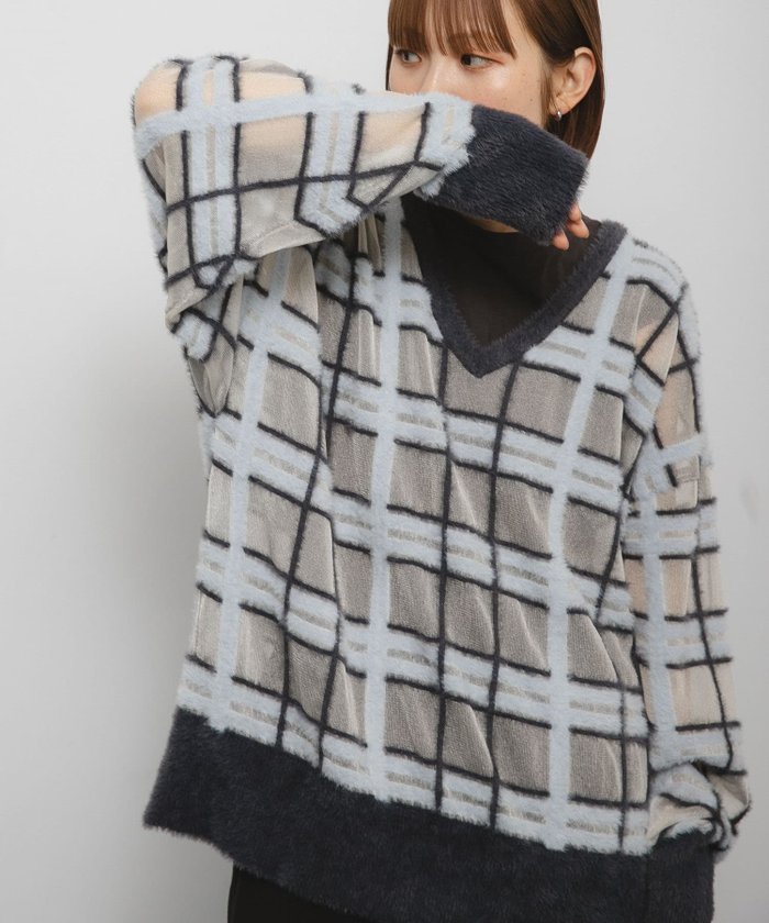 【ケービーエフ/KBF / URBAN RESEARCH】のシアーチェックフェザーニット インテリア・キッズ・メンズ・レディースファッション・服の通販 founy(ファニー) https://founy.com/ ファッション Fashion レディースファッション Fashion for Women トップス・カットソー Cut & Sew Tops ニット Knit Tops & Sweaters 2025年 2025 2025-2026秋冬・A/W Autumn/Winter 2025–26 AW25–26 冬 Winter / This Winter インナー Innerwear シアー Sheer, See-Through チェック Check, Plaid, Tartan デコルテ Décolleté, Neckline フェザー Feather, Feather Detail ベーシック Basic, Essential ボトム Bottoms, Lower Wear A/W・秋冬 Autumn/Winter |ID: prp329100004742625 ipo3291000000034271549
