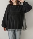 【ラジュール/Lajour】のチュールドッキングニットトップス ブラック|ID: prp329100004742674 ipo3291000000034272084