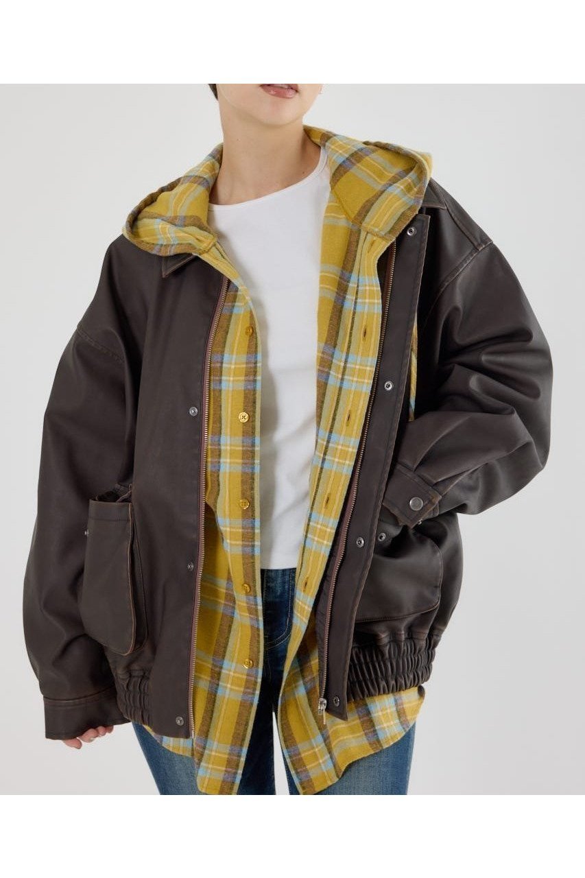 【ロデオクラウンズワイドボウル/RODEO CROWNS WIDE BOWL】の【UNISEX】ヴィンテージフェイクレザーブルゾン インテリア・キッズ・メンズ・レディースファッション・服の通販 founy(ファニー) 　ファッション　Fashion　レディースファッション　Fashion for Women　アウター　Coat / Outerwear Collection　ブルゾンジャケット・スポーティアウター　Blouson Jackets　ユニセックス　Unisex, Genderless　おすすめ　Recommended / Our Picks　インナー　Innerwear　ジャケット　Jacket, Outerwear　デニム　Denim, Jeans Material　マニッシュ　Mannish, Boyish　メンズ　Men's, Menswear　リアル　Real, Realistic　ワイド　Wide, Wide Fit　ヴィンテージ　Vintage Style　秋　Autumn　BRN|ID: prp329100004742746 ipo3291000000034272471