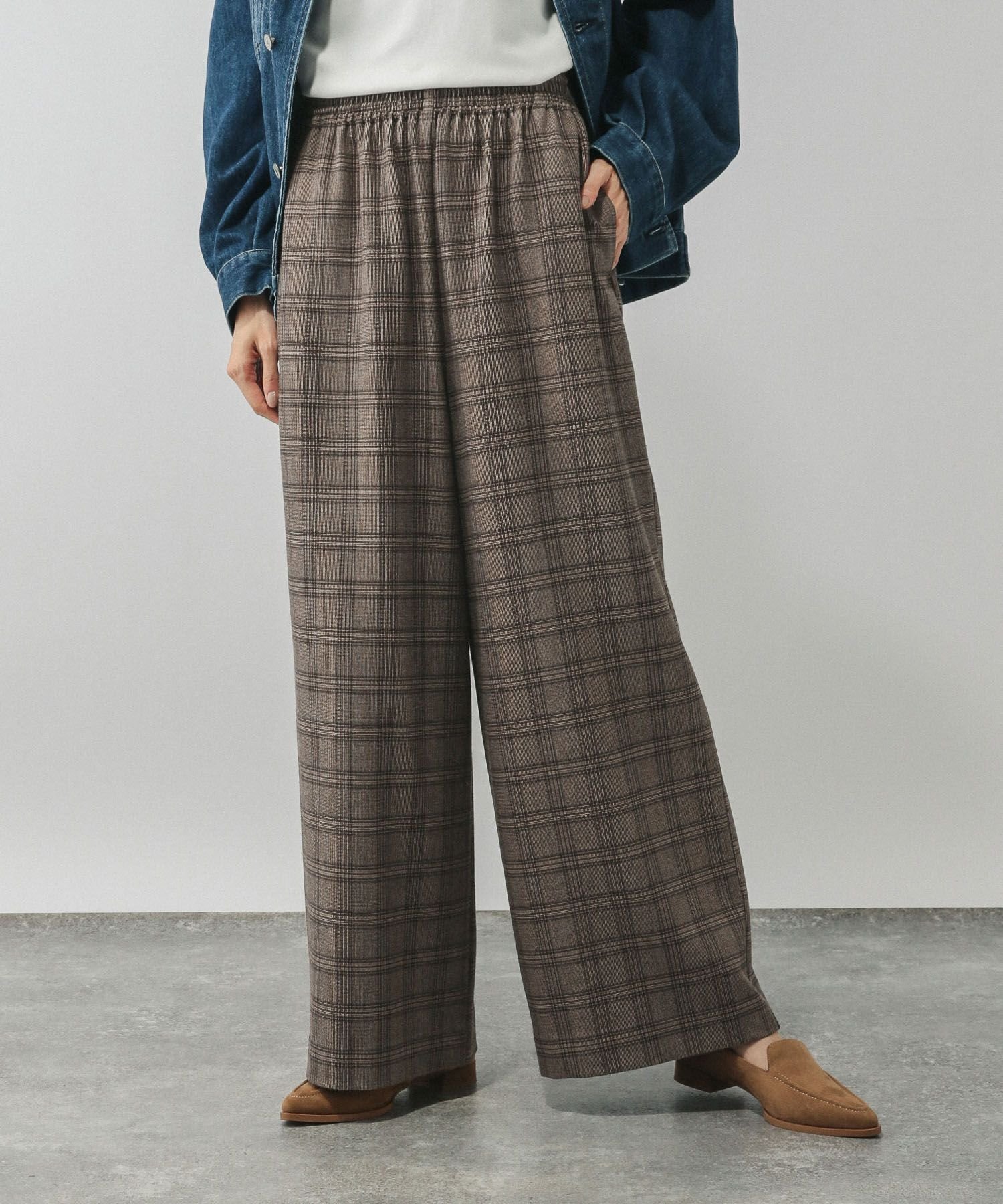 【グローバルワーク/GLOBAL WORK】のあったかリラックスワイドパンツ/591305 インテリア・キッズ・メンズ・レディースファッション・服の通販 founy(ファニー) 　ファッション　Fashion　レディースファッション　Fashion for Women　パンツ　Pants & Trousers　おすすめ　Recommended / Our Picks　コンパクト　Compact, Small Size　シャーリング　Shirring, Ruched　シューズ　Shoes, Footwear　ジャケット　Jacket, Outerwear　スウェット / スエット　Sweatshirt, Sweatwear　ストレッチ　Stretch, Stretchy Fabric　スマート　Smart, Elegant　スリッポン　Slip-On, Loafer　トレンド　Trend, Trending Now　リラックス　Relax, Relaxed Fit　楽ちん　Easy Fit, Comfortable　ブラウンチェック57|ID: prp329100004742767 ipo3291000000034506915