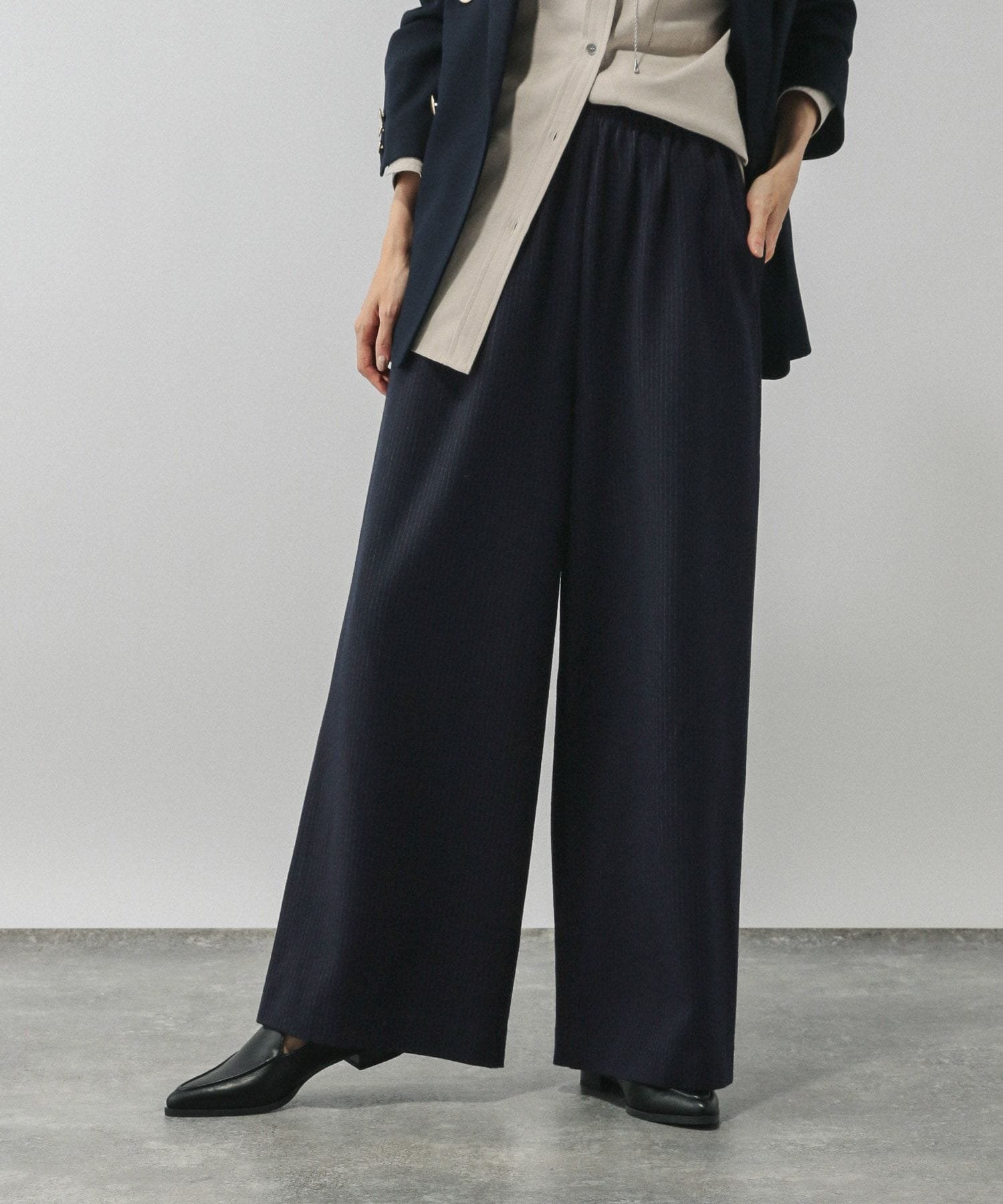 【グローバルワーク/GLOBAL WORK】のあったかリラックスワイドパンツ/591305 インテリア・キッズ・メンズ・レディースファッション・服の通販 founy(ファニー) 　ファッション　Fashion　レディースファッション　Fashion for Women　パンツ　Pants & Trousers　おすすめ　Recommended / Our Picks　コンパクト　Compact, Small Size　シャーリング　Shirring, Ruched　シューズ　Shoes, Footwear　ジャケット　Jacket, Outerwear　スウェット / スエット　Sweatshirt, Sweatwear　ストレッチ　Stretch, Stretchy Fabric　スマート　Smart, Elegant　スリッポン　Slip-On, Loafer　トレンド　Trend, Trending Now　リラックス　Relax, Relaxed Fit　楽ちん　Easy Fit, Comfortable　ネイビーストライプ89|ID: prp329100004742767 ipo3291000000034808983