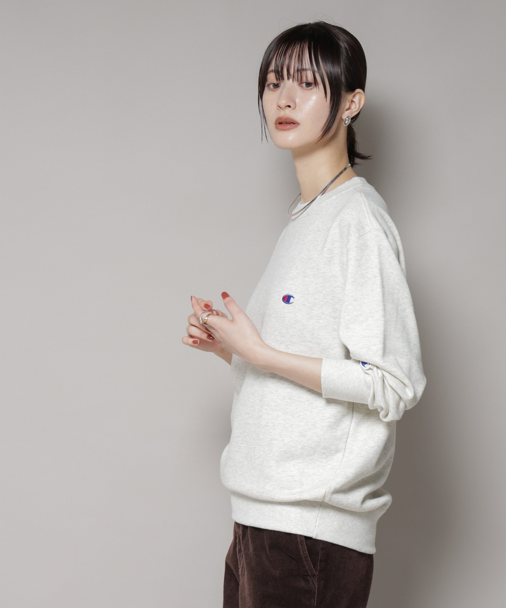 【ナノ ユニバース/nano universe】のChampion/CREW NECK SWEATSHIRT インテリア・キッズ・メンズ・レディースファッション・服の通販 founy(ファニー) 　ファッション　Fashion　レディースファッション　Fashion for Women　トップス・カットソー　Cut & Sew Tops　シャツ・ブラウス・オフィスカジュアル　Elegant Blouses & Button-Ups　レディースパーカー・カジュアルフーディー　Casual Hoodies & Sweatshirts　ロングTシャツ・Tシャツ　Longline T-Shirts & Tees　スウェット・クルーネックトップス　Sweatshirts & Crewnecks / Relaxed Fit Sweat Tops　アンダー　Underwear Essentials　スウェット / スエット　Sweatshirt, Sweatwear　セーター　Sweater, Knitwear　ニューヨーク　New York, NYC Style　プリント　Print, Printed Pattern　2025年　2025　2025-2026秋冬・A/W　Autumn/Winter 2025–26 AW25–26　オートミール3|ID: prp329100004742773 ipo3291000000034272763