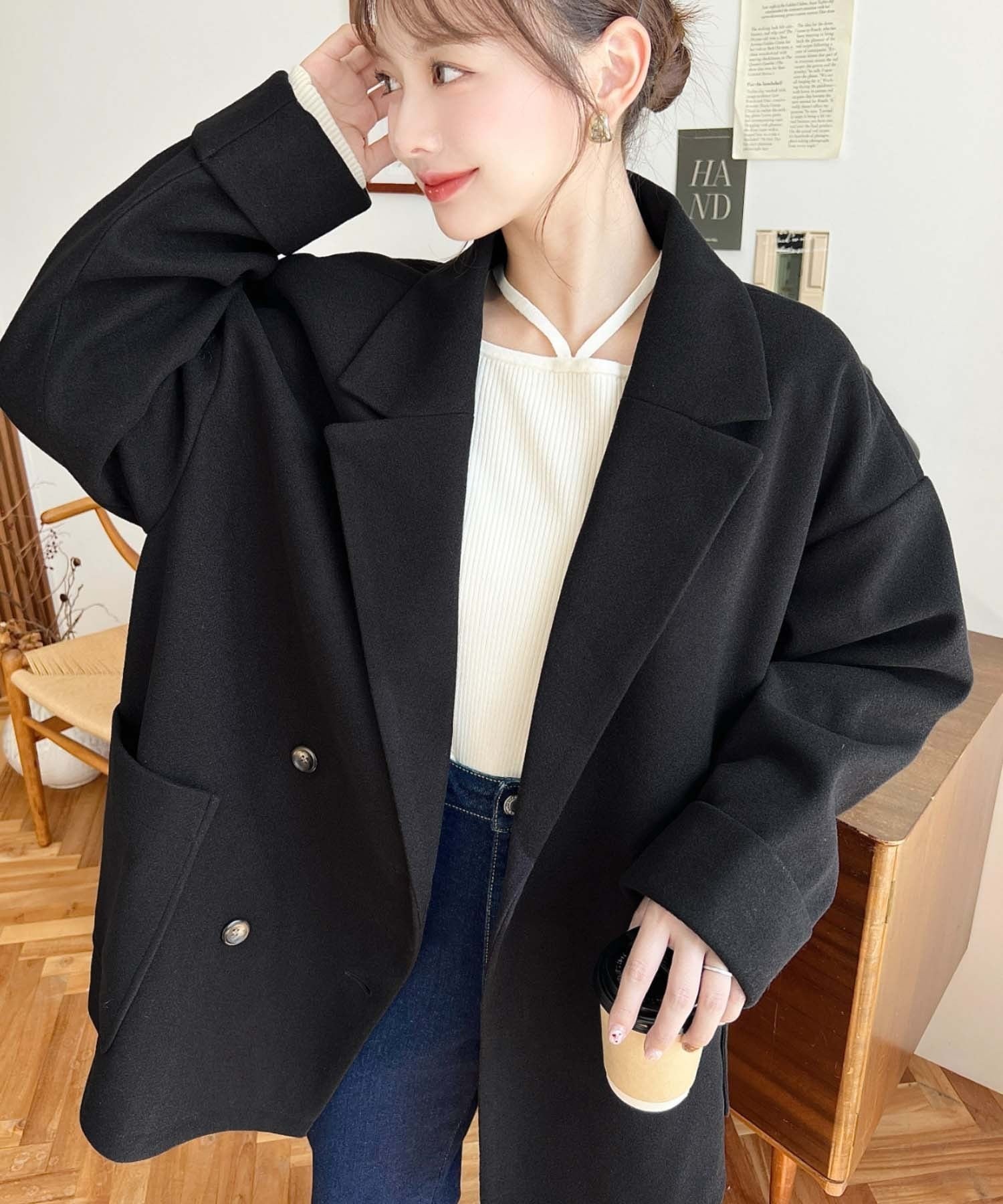 【モーメントプラス/moment+ / MEN】のニットメルトンルーズシルエットダブルテーラードジャケット インテリア・キッズ・メンズ・レディースファッション・服の通販 founy(ファニー) 　ファッション　Fashion　メンズファッション　Fashion for Men　クラシカル　Classical, Vintage-Inspired　ショート　Short, Short Length　センター　Center, Center Line　ダブル　Double, Double-Breasted　デニム　Denim, Jeans Material　トレンド　Trend, Trending Now　なめらか　Smooth, Silky Texture　ビッグ　Big, Oversized　フェルト　Felt, Felt Fabric　フレア　Flare, Flared　ベーシック　Basic, Essential　ポケット　Pocket, Pocket Detail　ミニスカート　Mini Skirt, Short Skirt　メルトン　Melton, Heavy Wool　ルーズ　Loose, Oversized　ロールアップ　Roll-Up, Cuffed Hem　再入荷　Restock / Back in Stock　プチプライス・低価格　Affordable / Budget Price　エレガント 上品　Elegant　ブラック|ID: prp329100004742798 ipo3291000000034965024